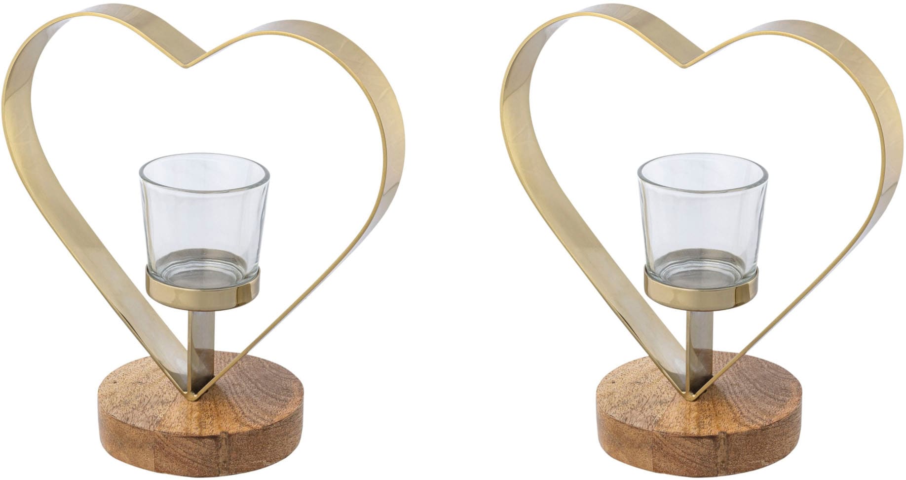 Creativ home Teelichthalter »Kerzenhalter Herz«, bei Holz, 2 (Set, und aus OTTO Edelstahl Glas St.)