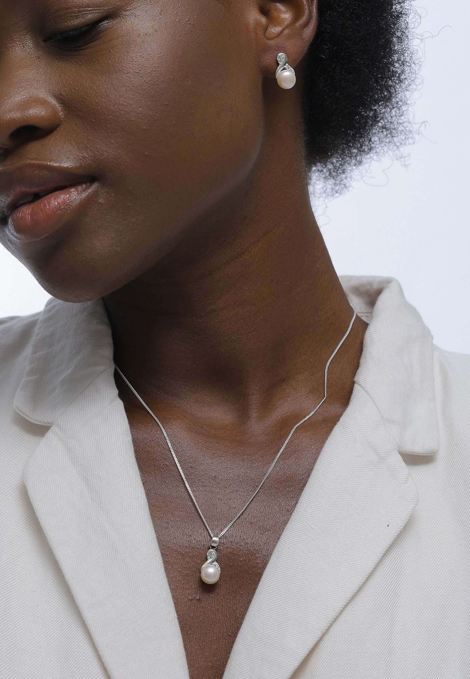 Elli Ohrring und Ketten Set »Schmuckset Infinity Perlen Kristalle 925 Silber«