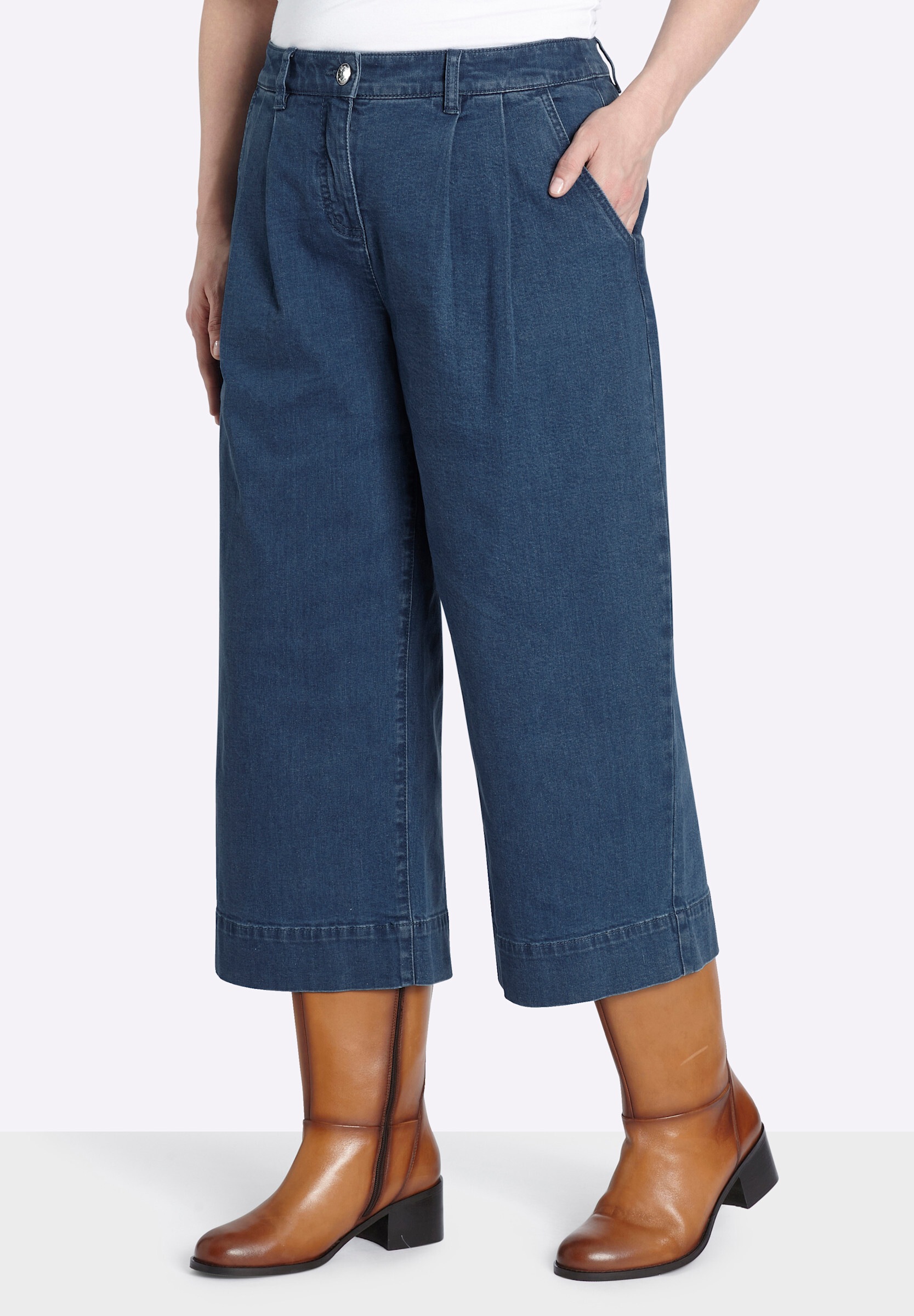 Sheego Weite Jeans »Culotte Culotte aus Denim, mit Bundfalten«