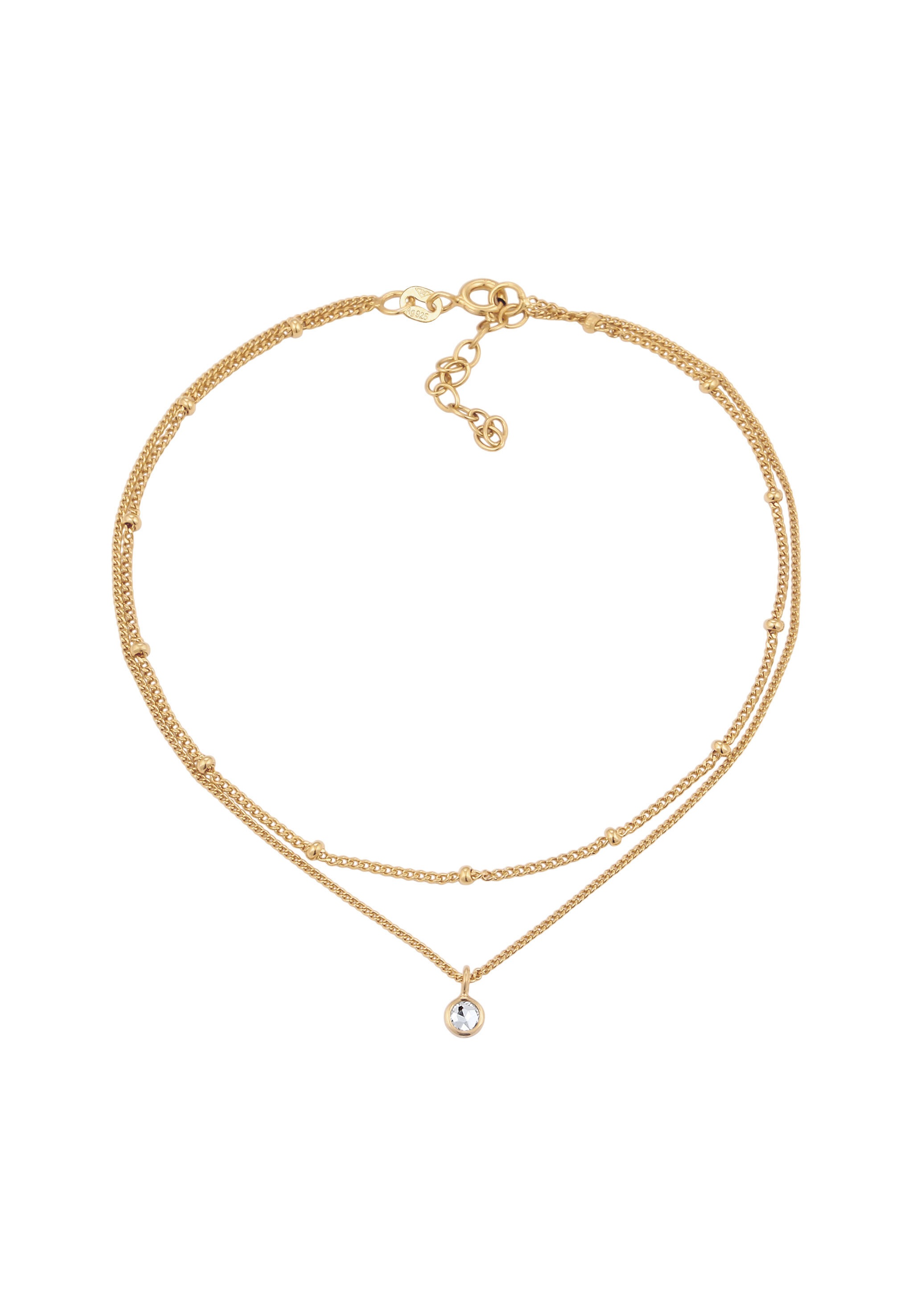 Elli Silberkette »Fußschmuck Layer Kugeln Weiß 925 Sterling Silber, mit Kristallen von Swarovski®«