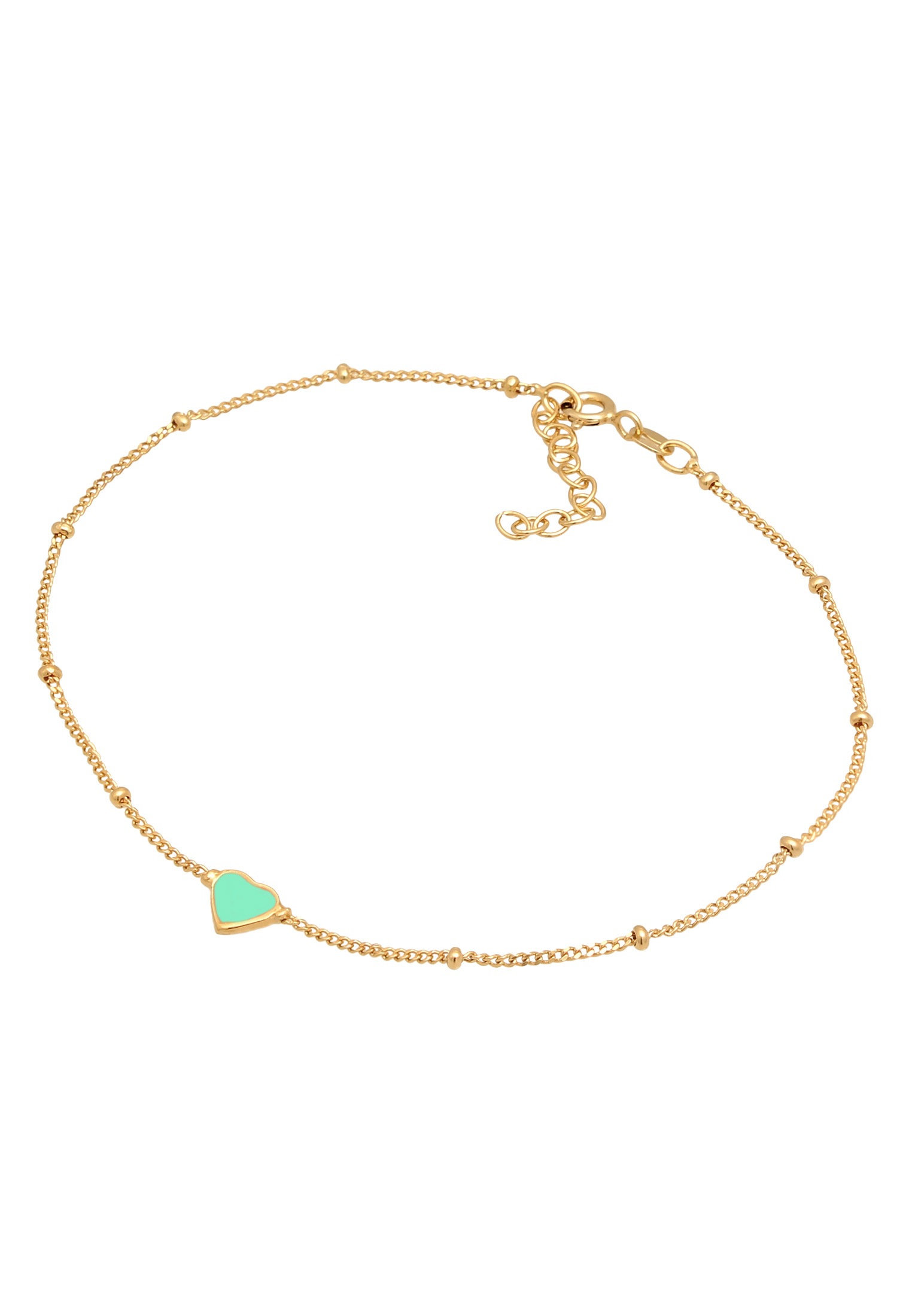 Elli Fußkette »Fußschmuck Kugelkette Herz Emaille 925 Silber«
