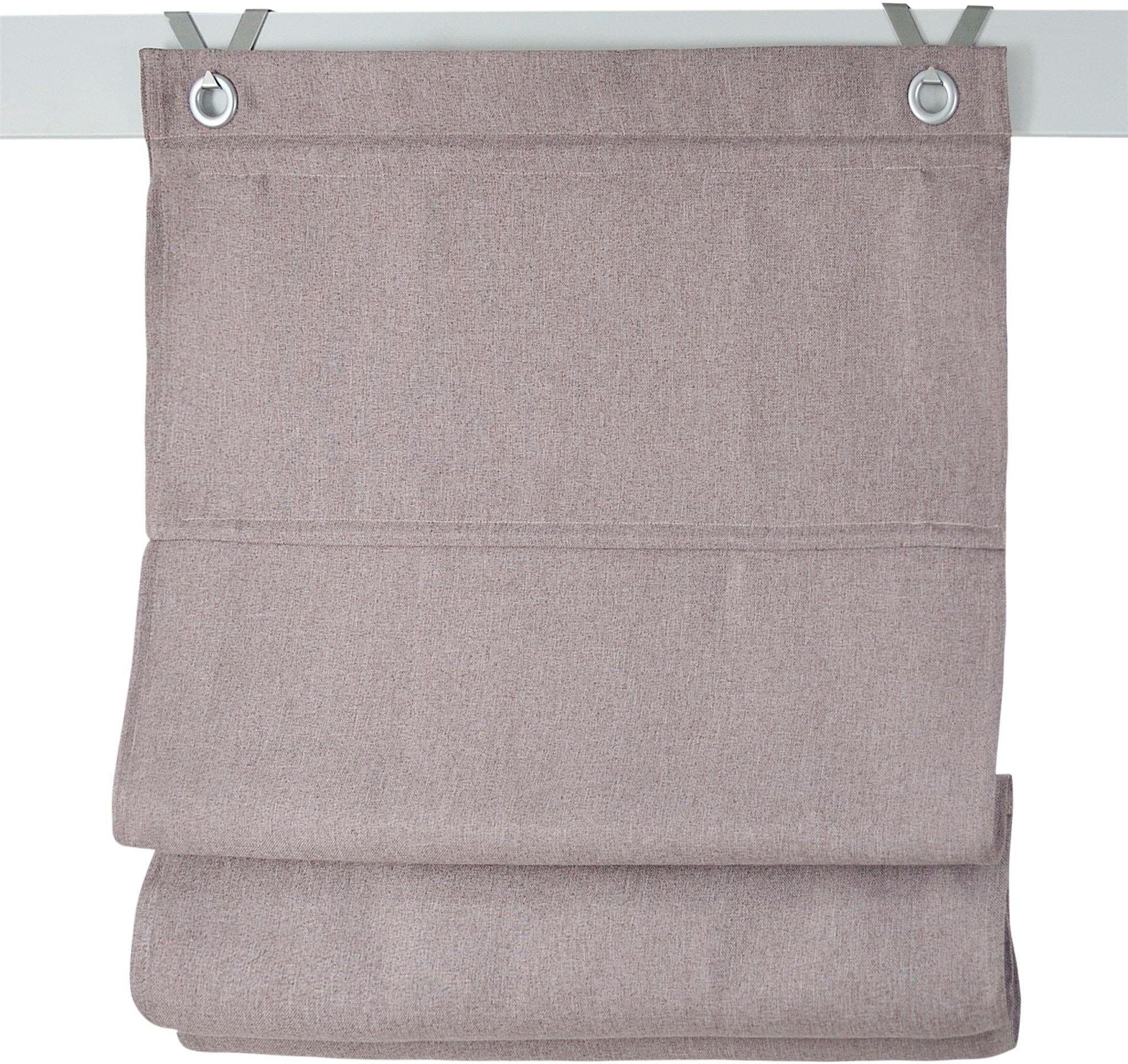 Kutti Raffrollo »Dimout« mit Hakenaufhängung ohne Bohren freihängend verdunkelnd, Polyester, Hakenaufhängung in braun