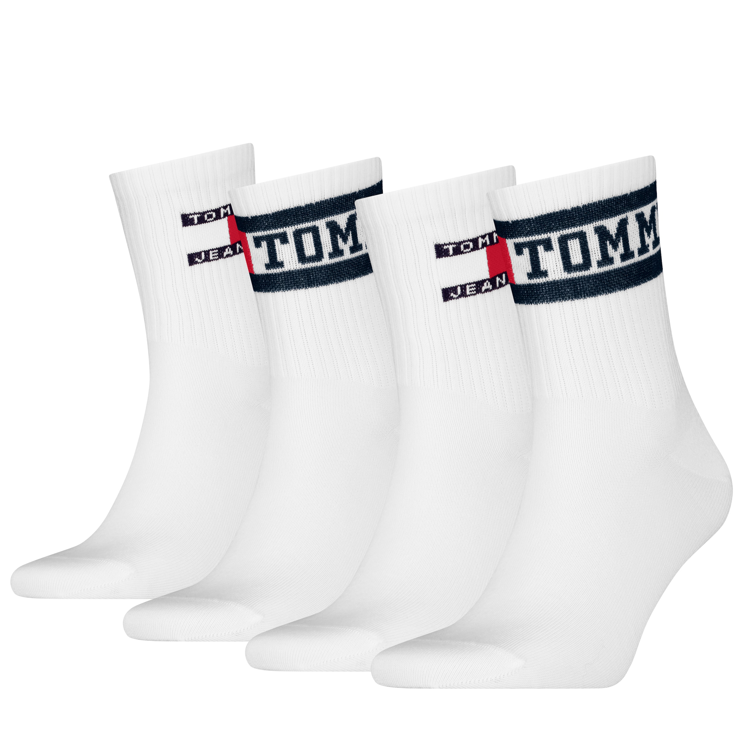 TOMMY HILFIGER Socken »TH UNI TJ SHORT SOCK 4P ECOM«, (4 Paar), mit markentypischem Logo-Design