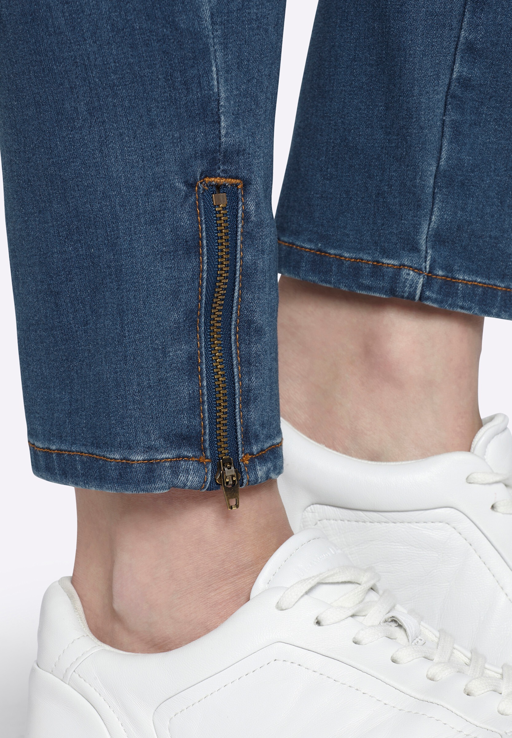 Sheego Skinny-fit-Jeans »Jeans Slim-fit-Jeans mit Zipper am Saum«