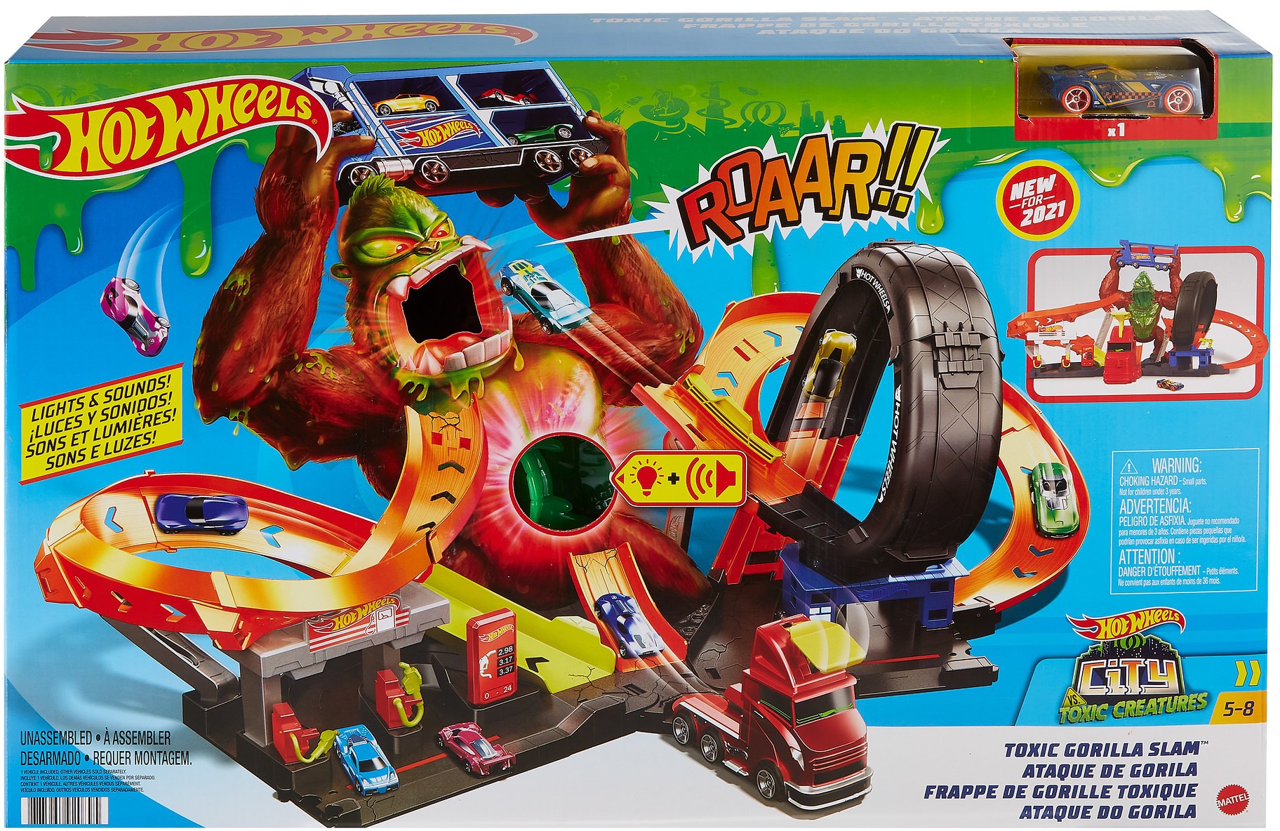 Hot Wheels Autorennbahn »City Slam Gorilla«, mit Geräuschen und Looping