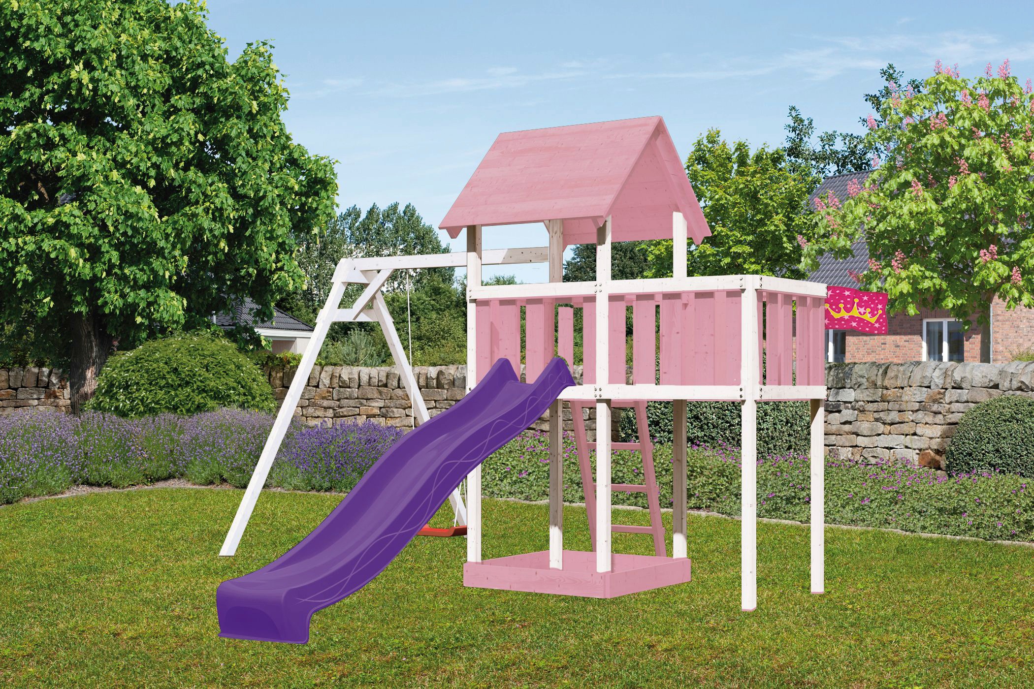 AKUBI Spielturm »Prinzessinenschloss Lotti«, BxTxH: 364x243x291 cm, inkl. Farbe