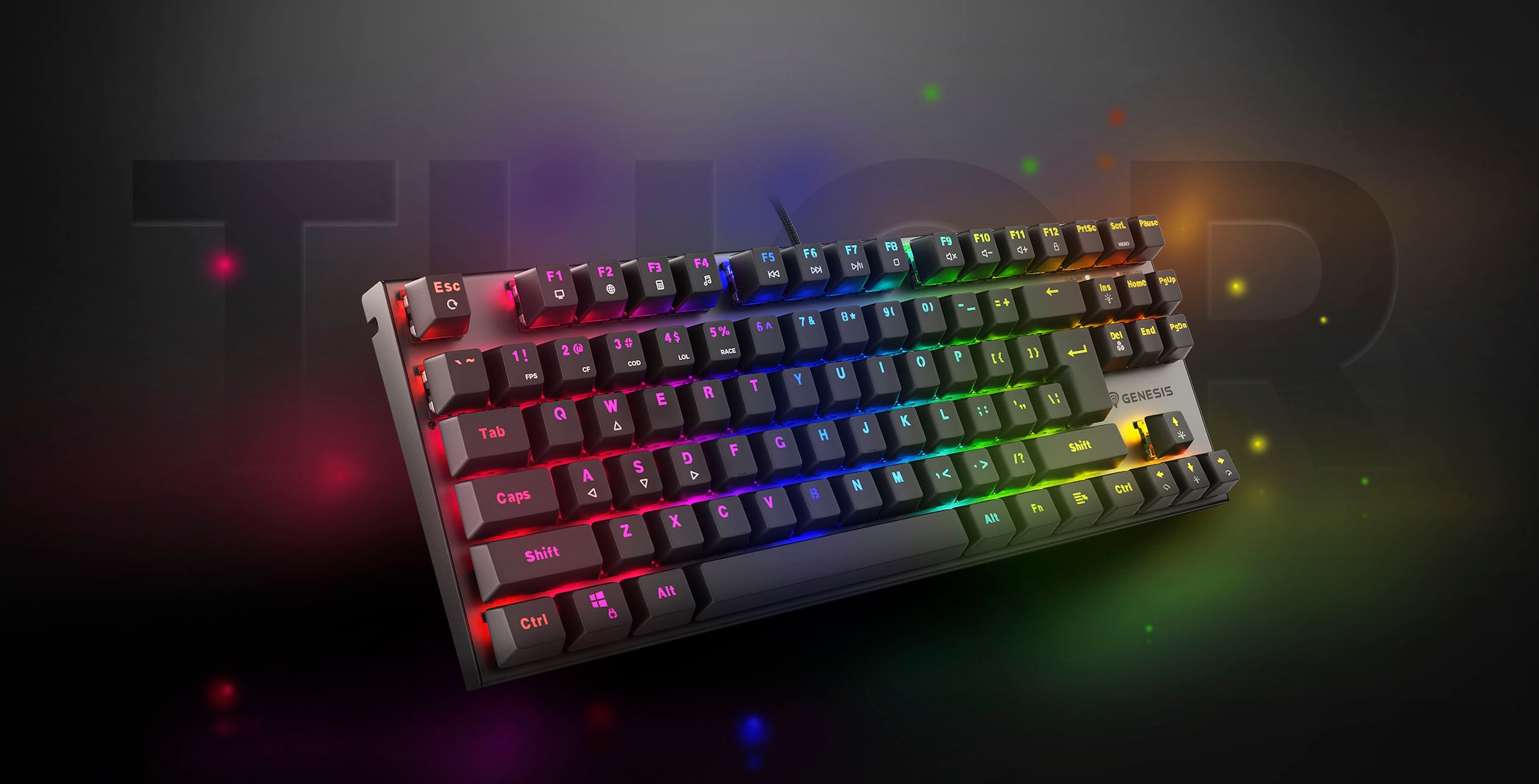 Genesis Gaming-Tastatur »THOR 303 TKL«, (Antirutsch-Füße-USB-Anschluss-Funktionstasten-Profil-Speicher-Windows-Sperrtaste-Multimedia-Tasten-Makrotasten)