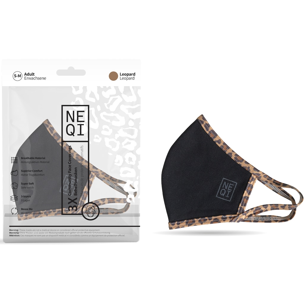NEQI Mund-Nasen-Masken »Leo«, (Packung, 3-teilig), stylisch und festlich
