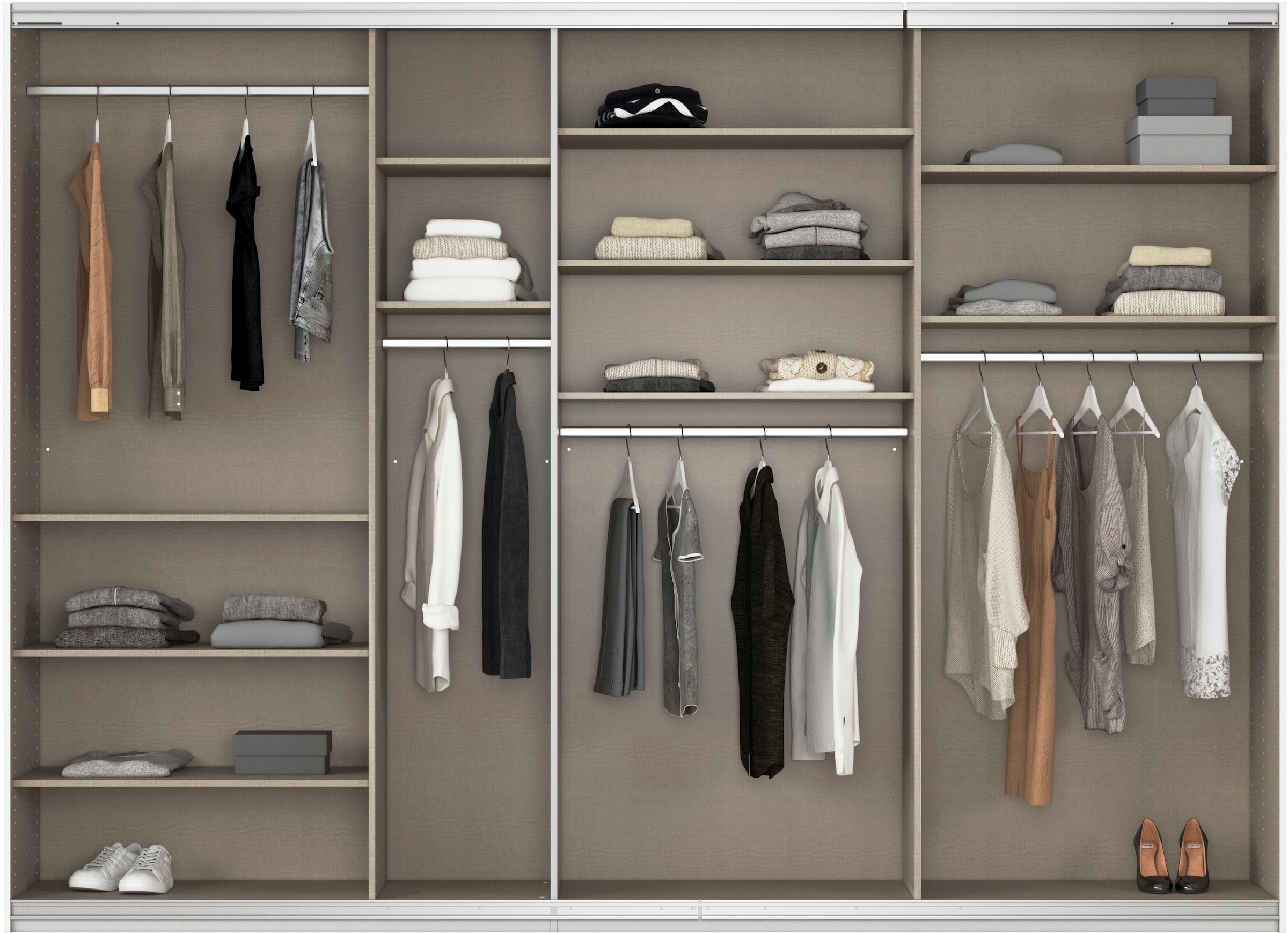 rauch Schwebetürenschrank »Kleiderschrank Kleiderschränke Schrank Garderobe AGORDO mit Glasfront«, durchdachte Innenausstattung, in 4 Breiten und 2 Höhen MADE IN GERMANY