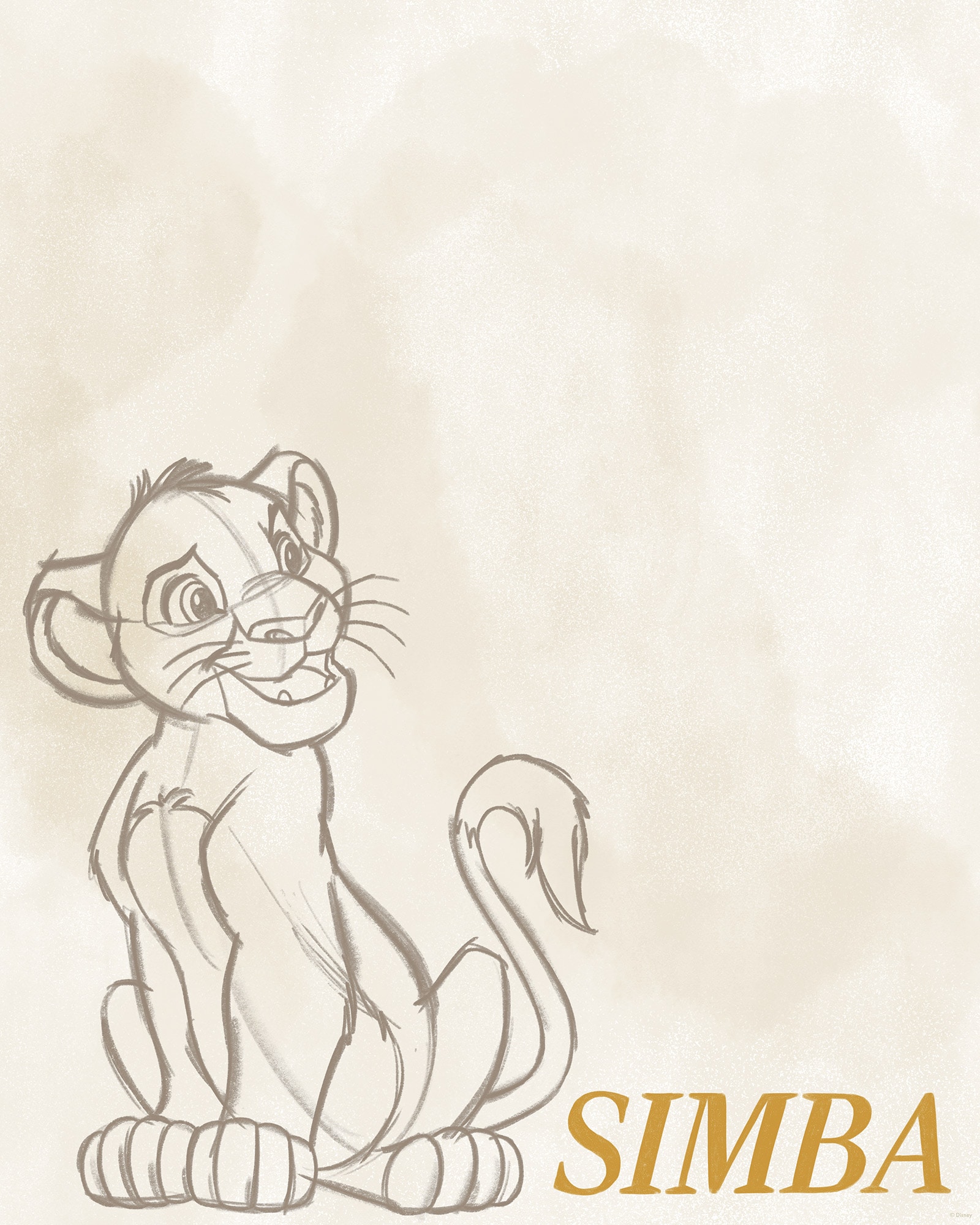 Komar Wandbild »Disney The Lion King Simba Sketch«, Disney, (Set, 1 St.), 40 x 50 cm (Breite x Höhe) - Kinderzimmer, Dekoration