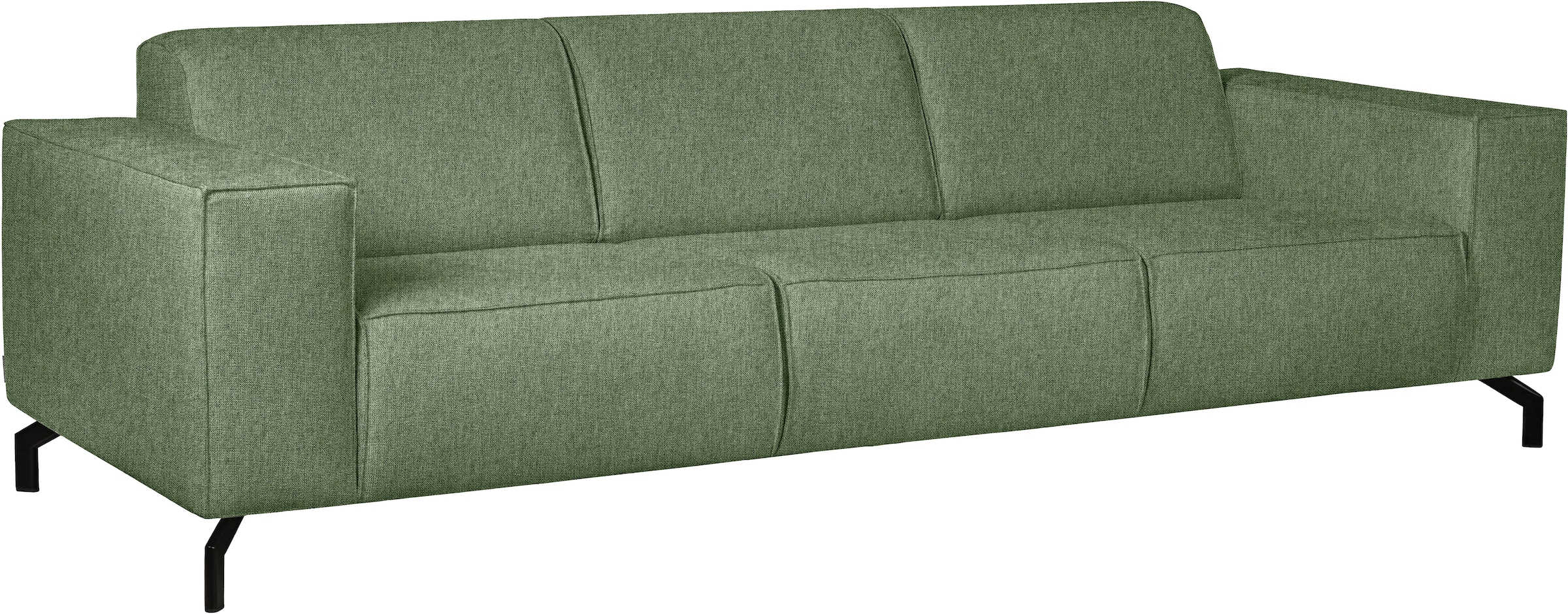 Home affaire 3-Sitzer »Lorcan 257 cm, weiches Sitzgefühl« mit schwarzen Metallfüßen, Lederoptik und in weichem Strukturstoff