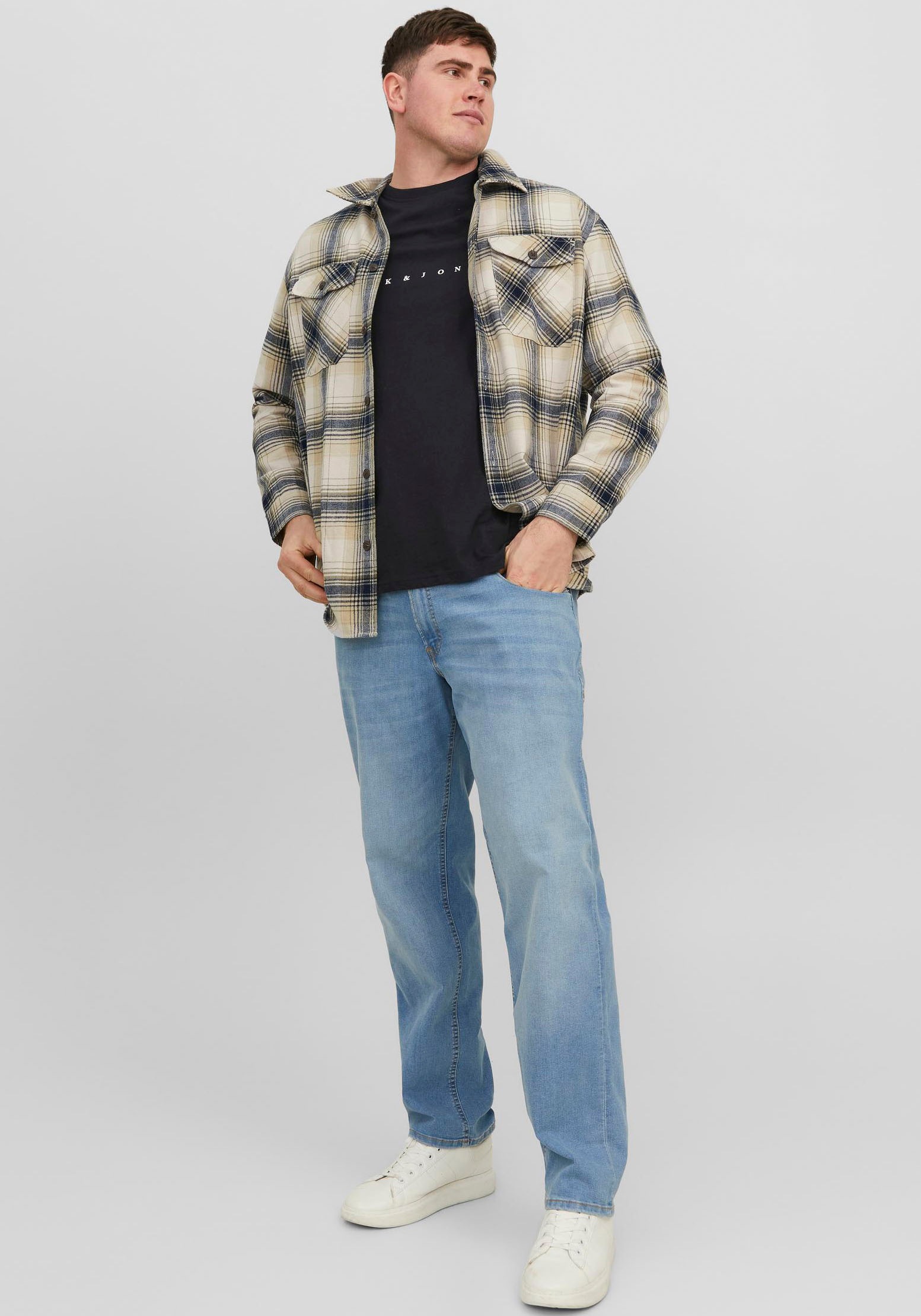 Jack & Jones PlusSize Rundhalsshirt »JJESTAR JJ TEE SS NOOS PLS« Baumwolle, regular fit