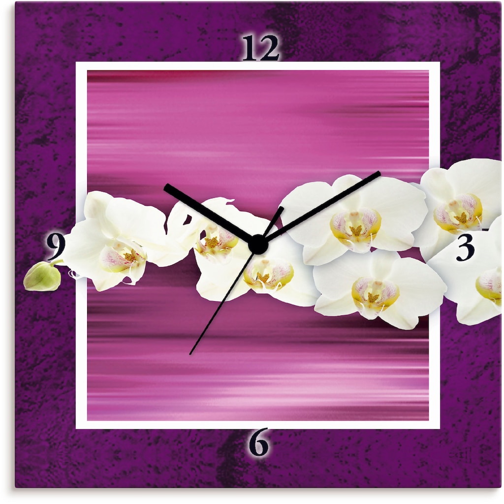 Artland Wanduhr »Orchideen - violett«