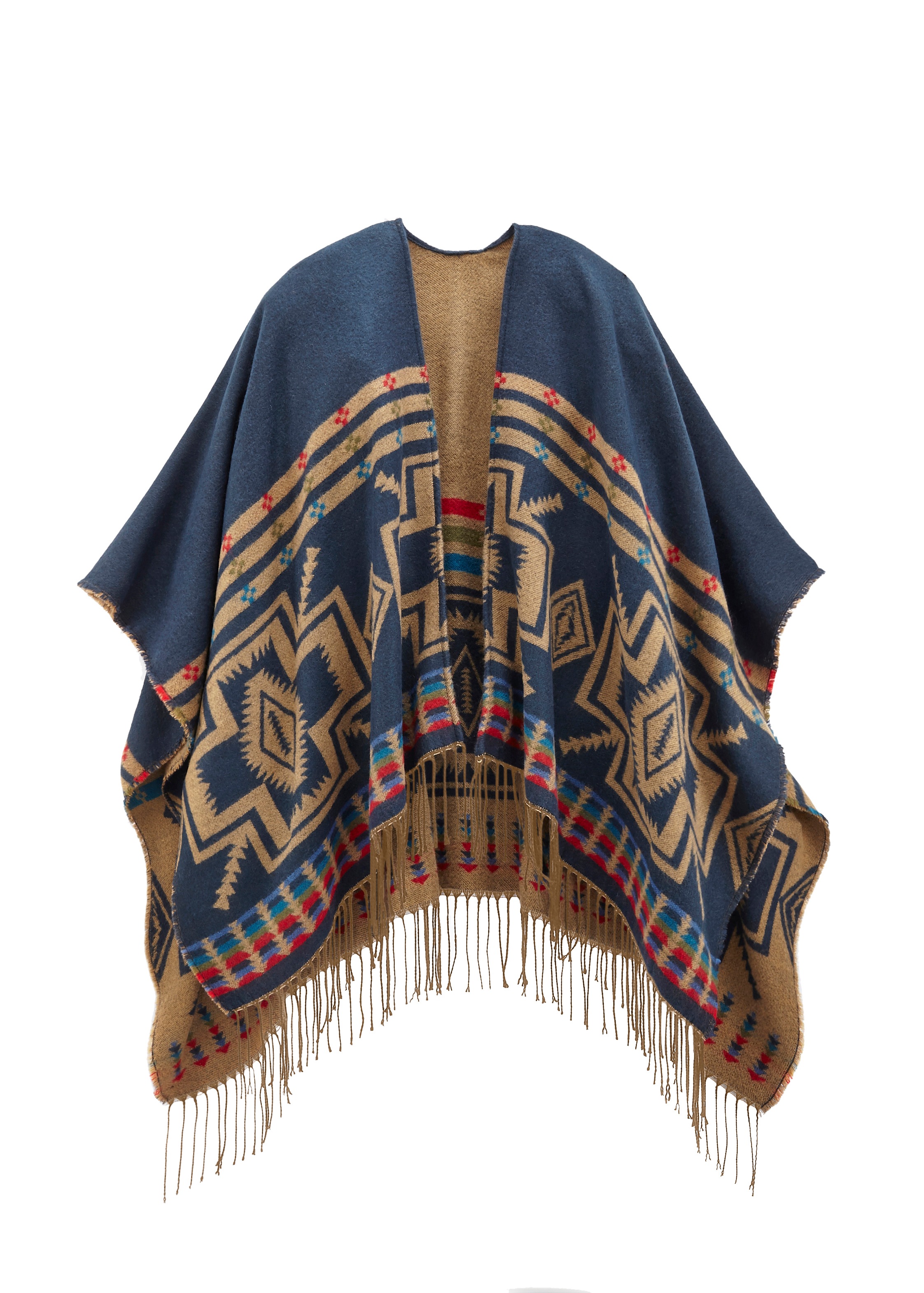 LASCANA XXL-Schal, Poncho vegan zum Wenden in kuscheliger Qualität mit Fransen
