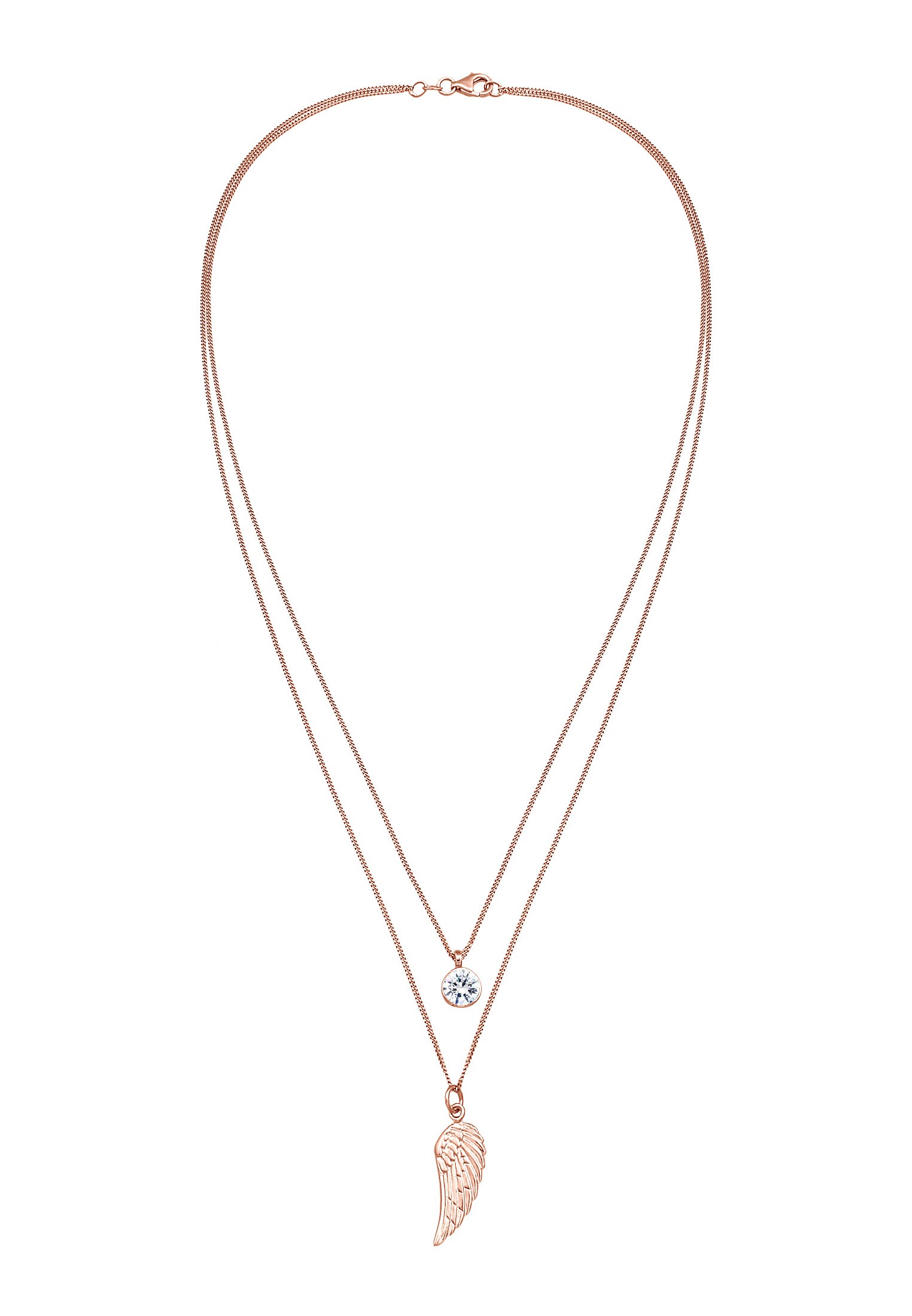 Elli Silberkette »Halskette Layer Flügel Symbol 925 Silber, mit Kristallen von Swarovski®«