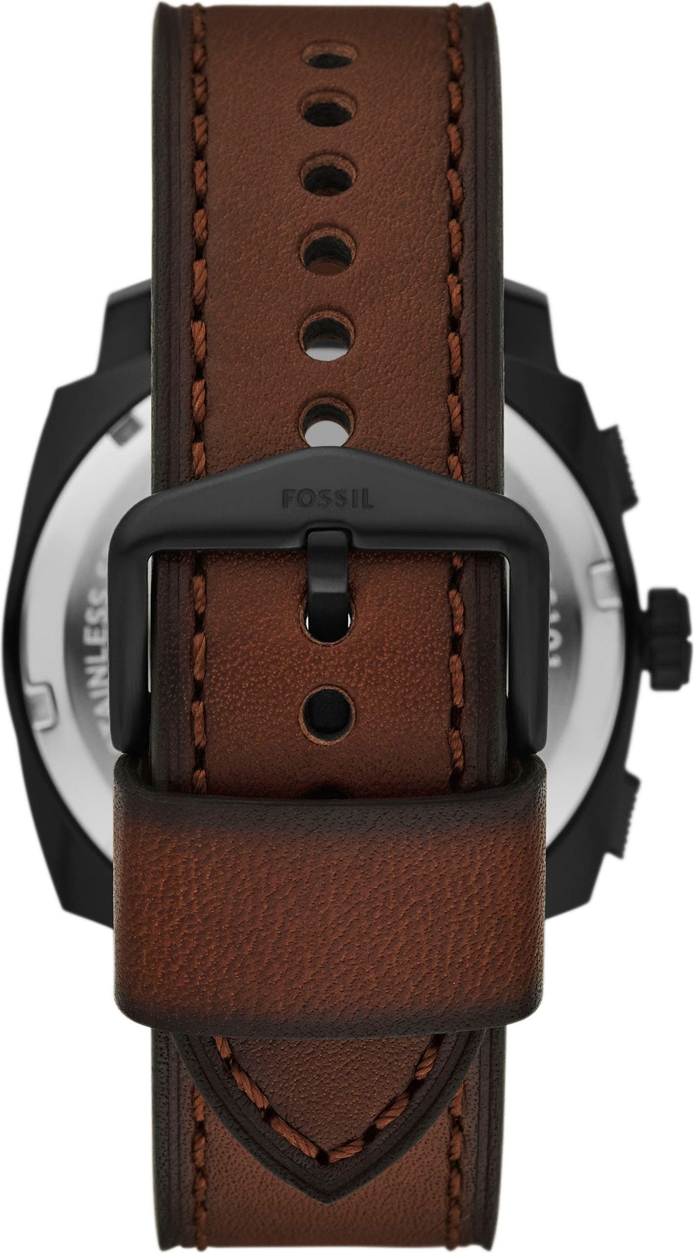 Fossil Chronograph »MACHINE (NEW GENERATION)«, (Set, 2 tlg., mit Armband), Quarzuhr, Armbanduhr, Herrenuhr, Lederarmband, Ideal auch als Geschenk