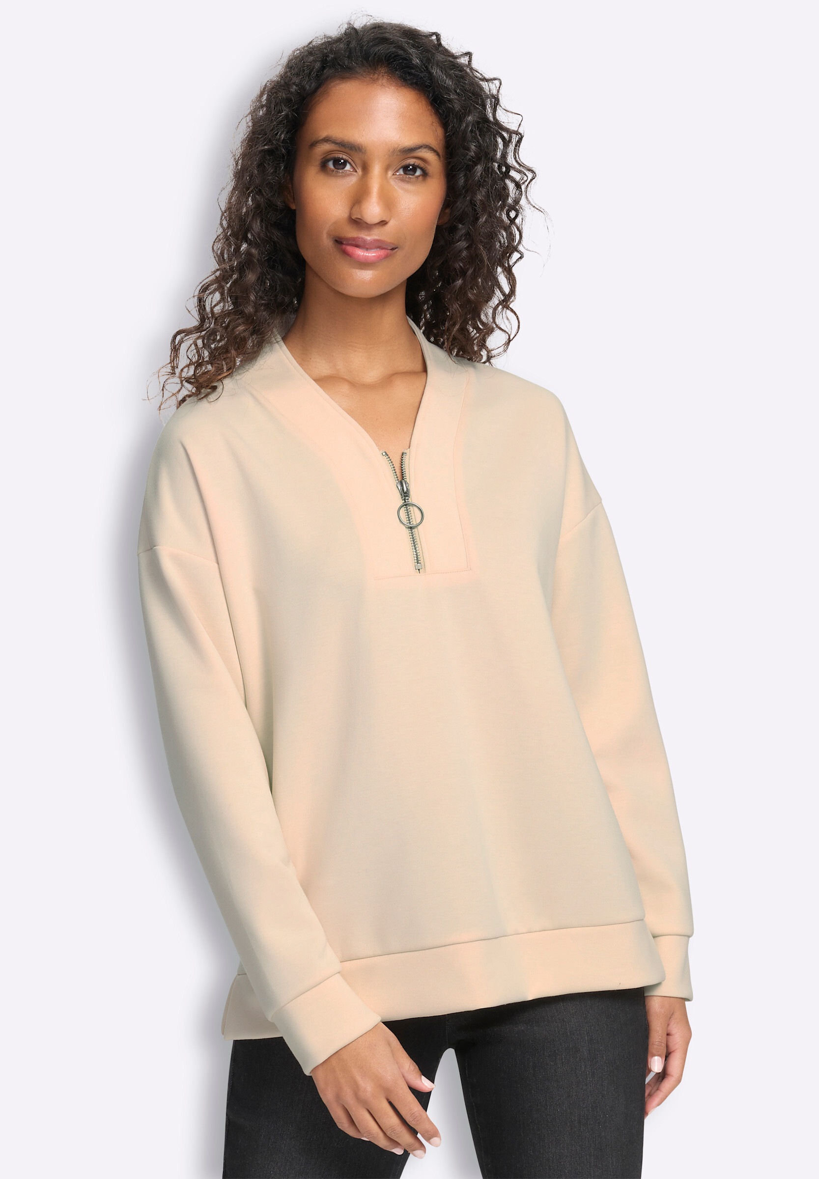 heine Sweatshirt »Sweatshirt Stehkragenshirt mit Seitenschlitzen«
