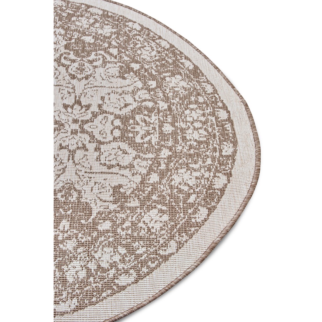 freundin Home Collection Teppich »Jole«, rund, In-und Outdoor geeignet, Mandala, Pflegeleicht, Flachgewebe, Wendbar