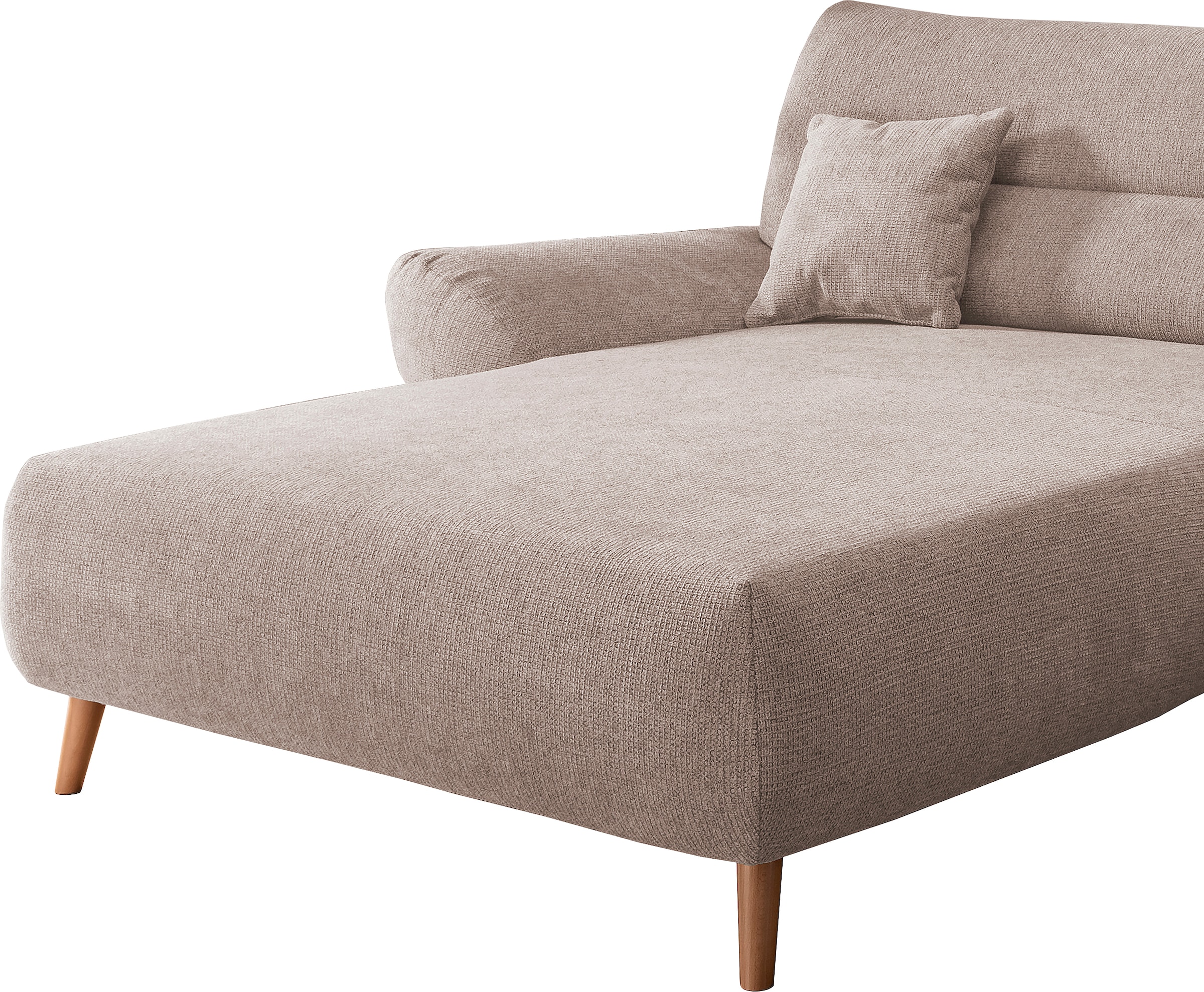INOSIGN Ecksofa »Drago, elegant und zeitlos, komfortabel, Holzfuß, L-Form«, frei im Raum stellbar, inkl. 2 Zierkissen