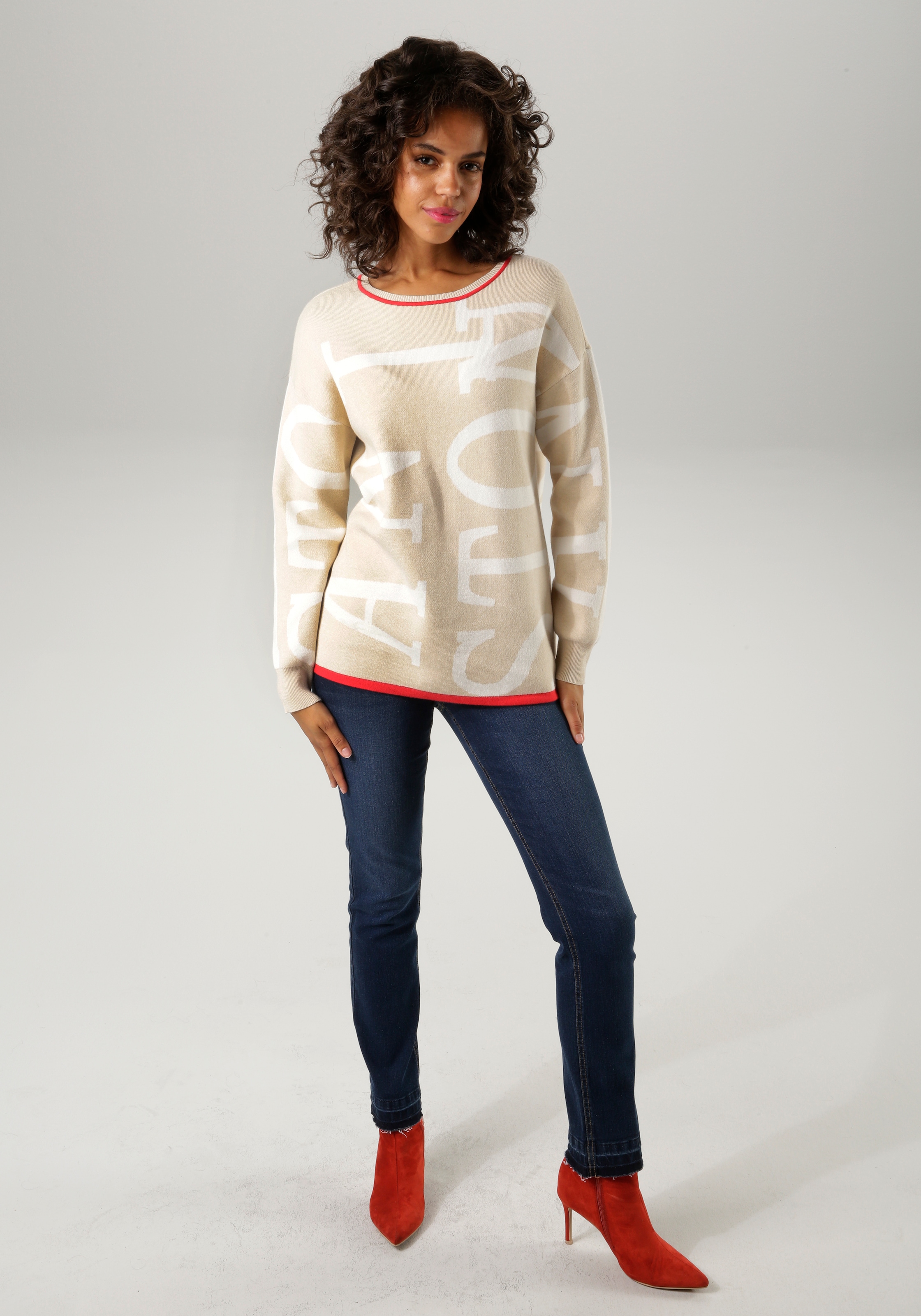 Aniston CASUAL Strickpullover, mit eingestrickten ANISTON-Schriftzügen