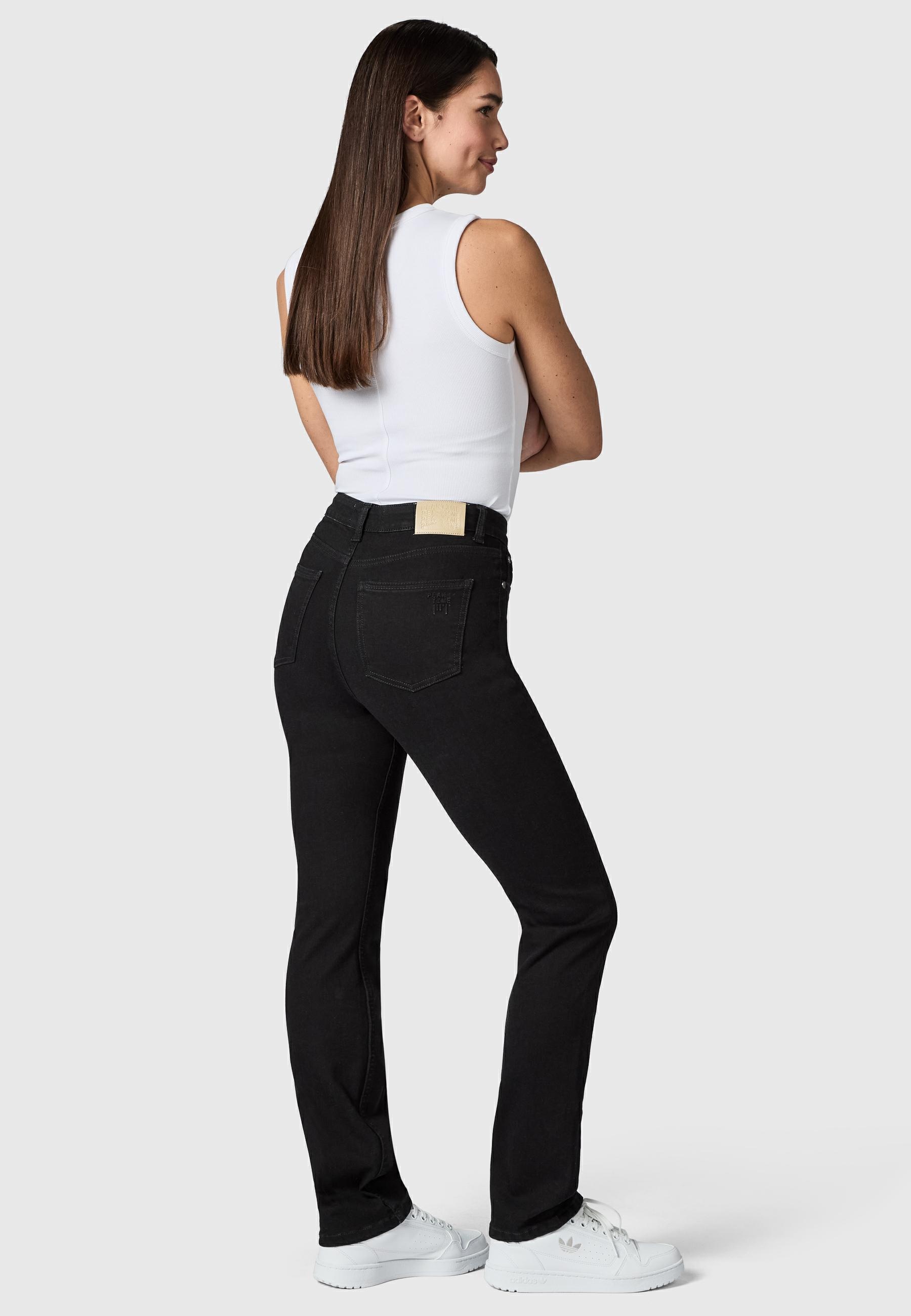PEAK TIME Straight-Jeans »Straight-Jeans Galaxa« Gerade Damen Jeans mit Logoprägung