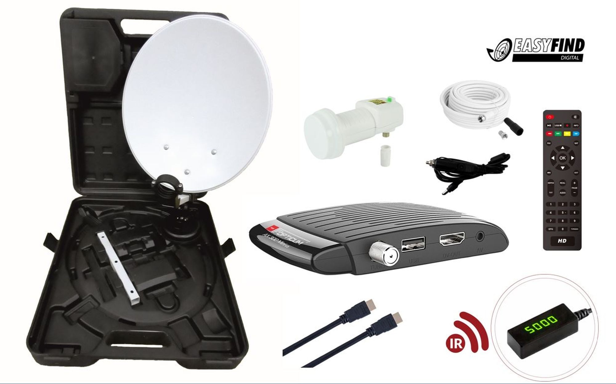 Camping Sat-Anlage EasyFind AX 300 mini V3 Sat-Spiegel