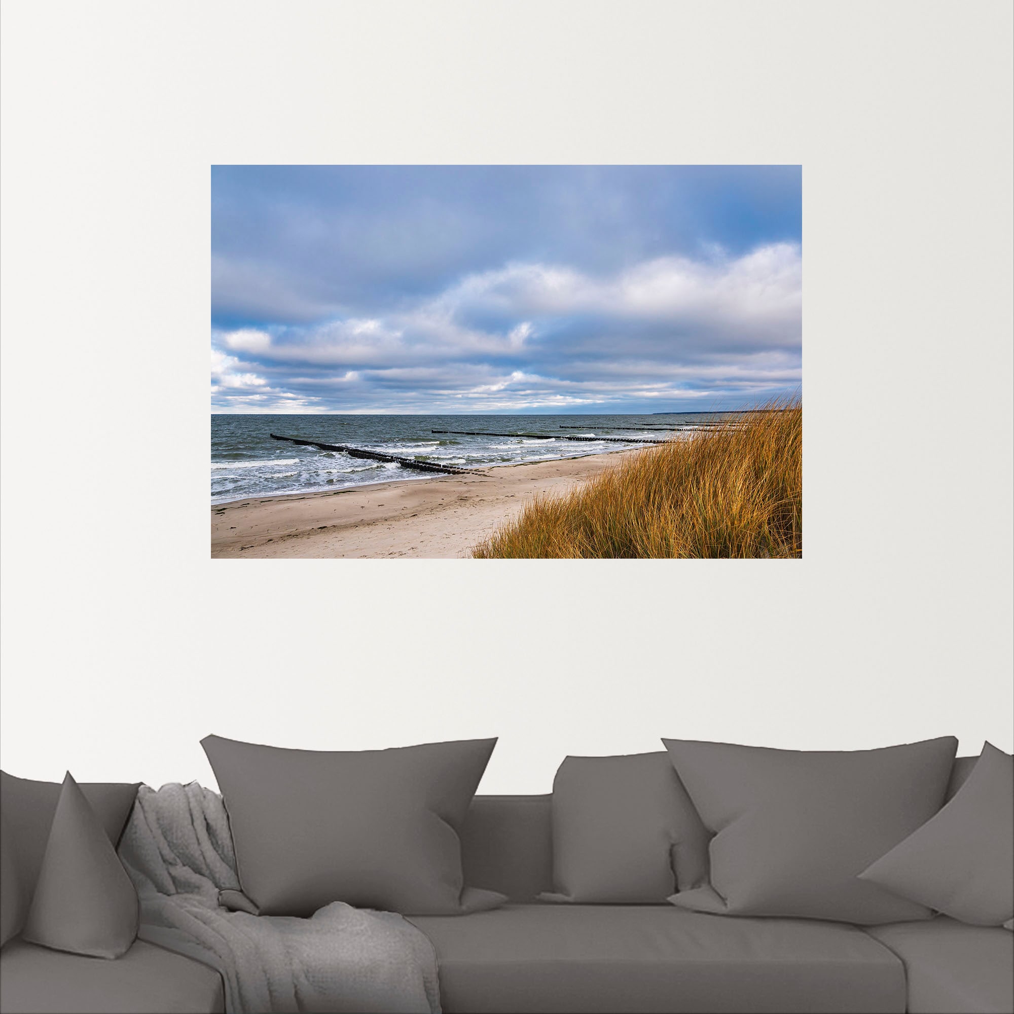 Artland Wandbild »Buhnen an der Küste der Ostsee III«, Strandbilder, (1 St.), als Alubild, Leinwandbild, Wandaufkleber oder Poster in versch. Größen