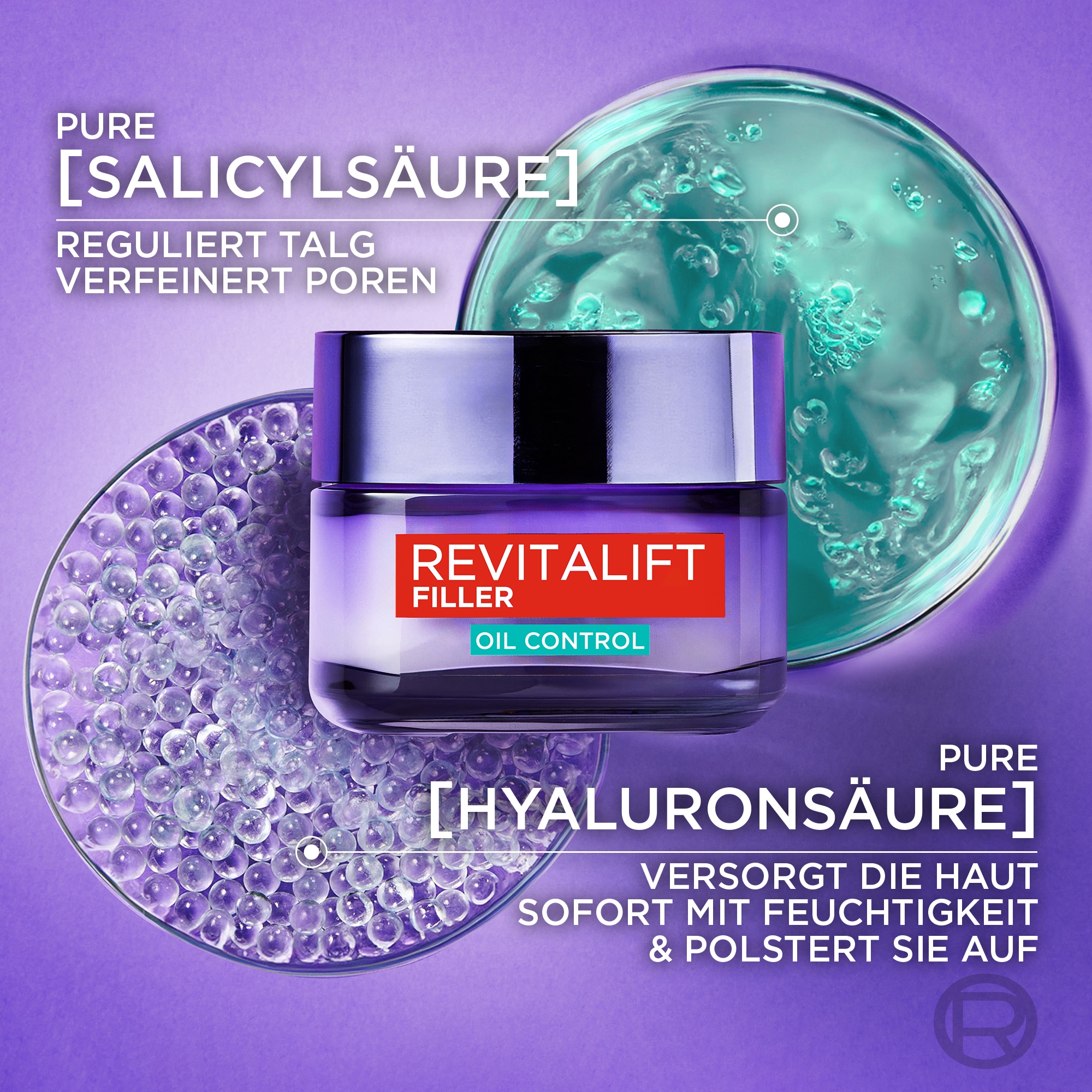 L'ORÉAL PARIS Gesichtsgel »REVITALIFT FILLER MATTIERENDE GEL-CREME OIL CONTROL« mildert erste Anzeichen von Hautalterung bei fettiger Haut.