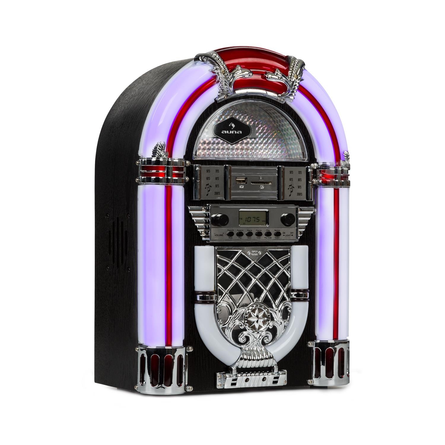 Jukebox, BT, UKW-Radio, USB, SD, MP3, CD-Player, schwarz »Arizona«