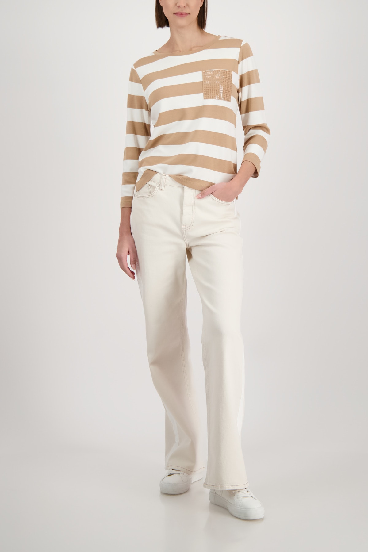 Monari Sweatshirt »Sweatshirt Ringel + Schmuck«, Regular fit mit Streifen
