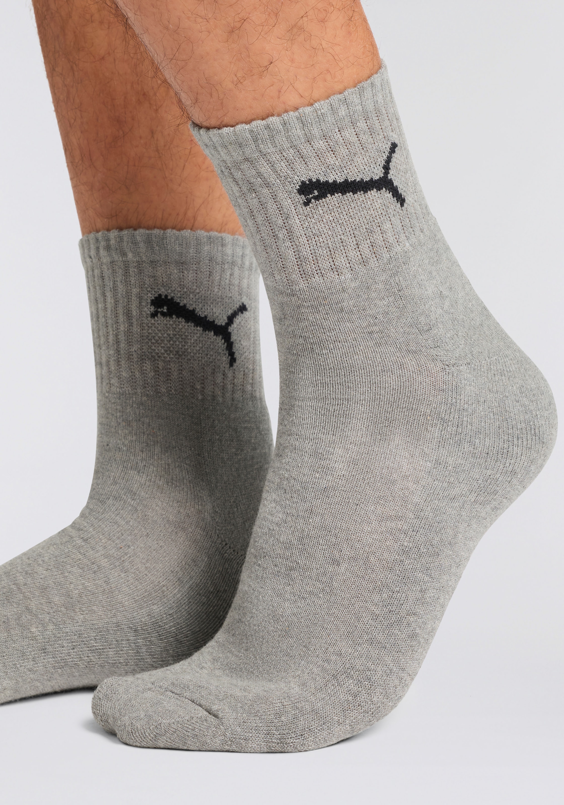 PUMA Sportsocken »short crew« 3 Stk. tlg. gepolsterte Frottee-Sohle, atmungsaktiv