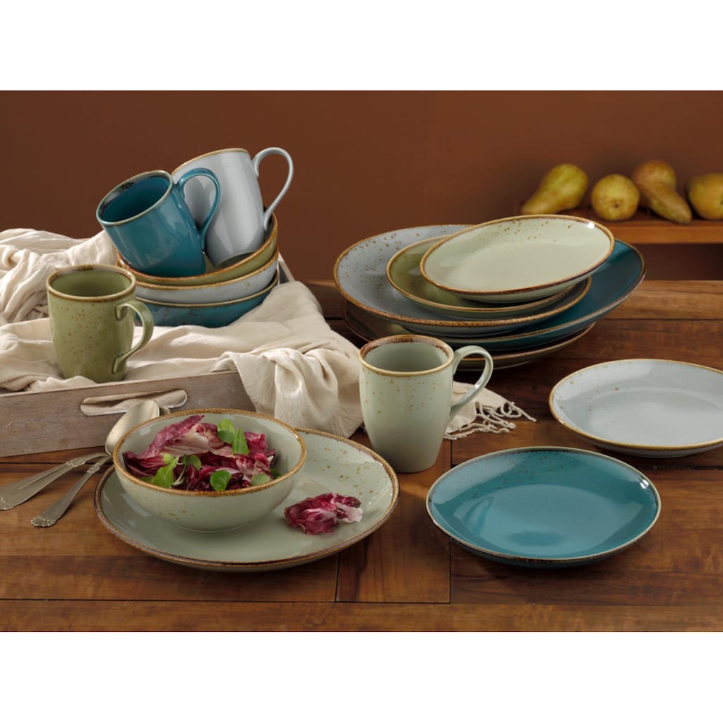 CreaTable Kombiservice »Geschirr-Set NATURE COLLECTION«, (Set, 16 tlg., Kaffeeservice und Tafelservice im Set, für 4 Personen)