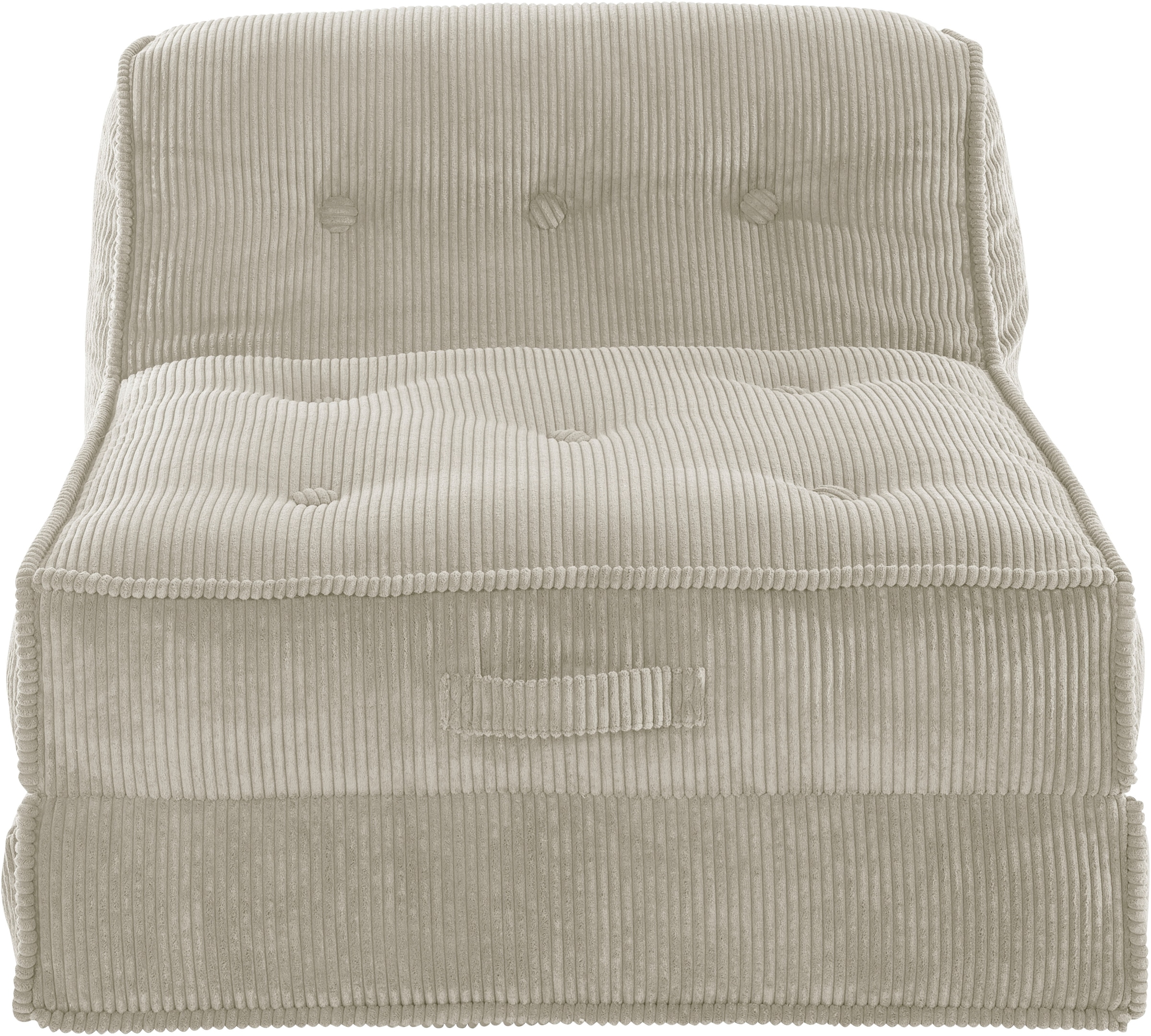 INOSIGN Sessel »Pia«, Loungesessel aus Cord, in 2 Größen, mit Schlaffunktion, Pouf-Funktion.