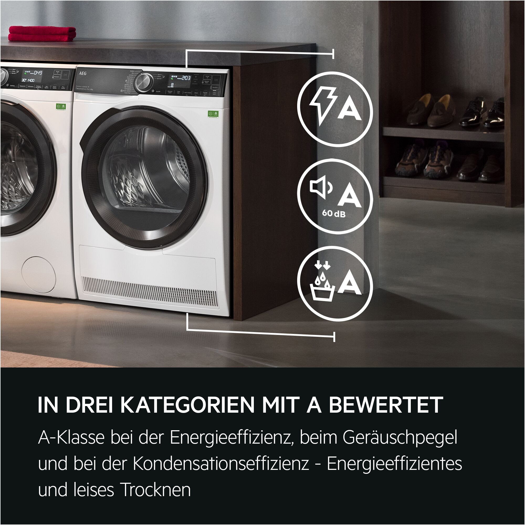 AEG Wärmepumpentrockner »TR9XW80880« 9000 AbsoluteCare® Plus SmartDry : Du entscheidest: spare bis zu 50 Min. oder 20% Energie