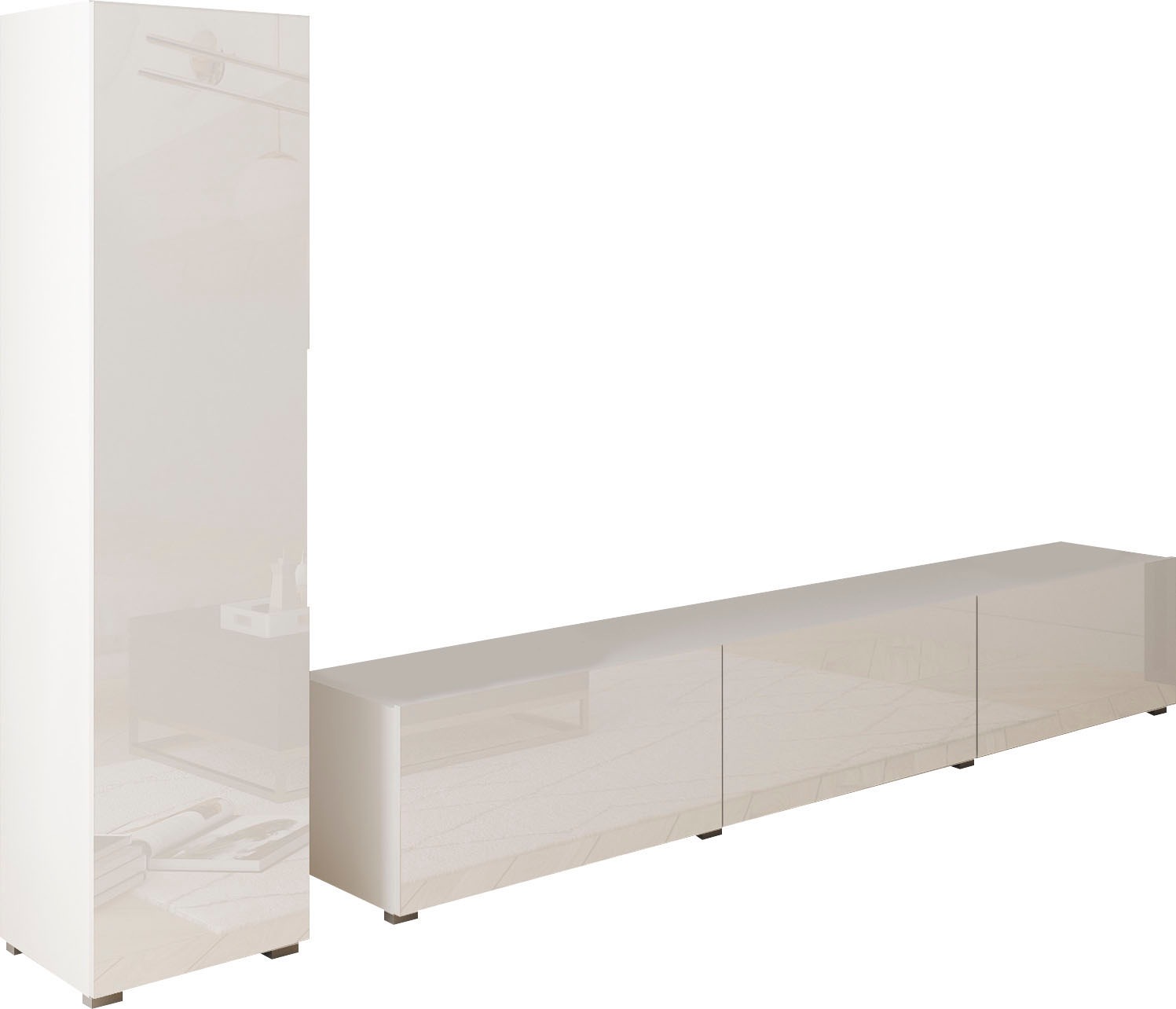 INOSIGN Wohnwand »Berlin«, (2-tlg. mit Stauramschrank), hängend und stehend montierbar