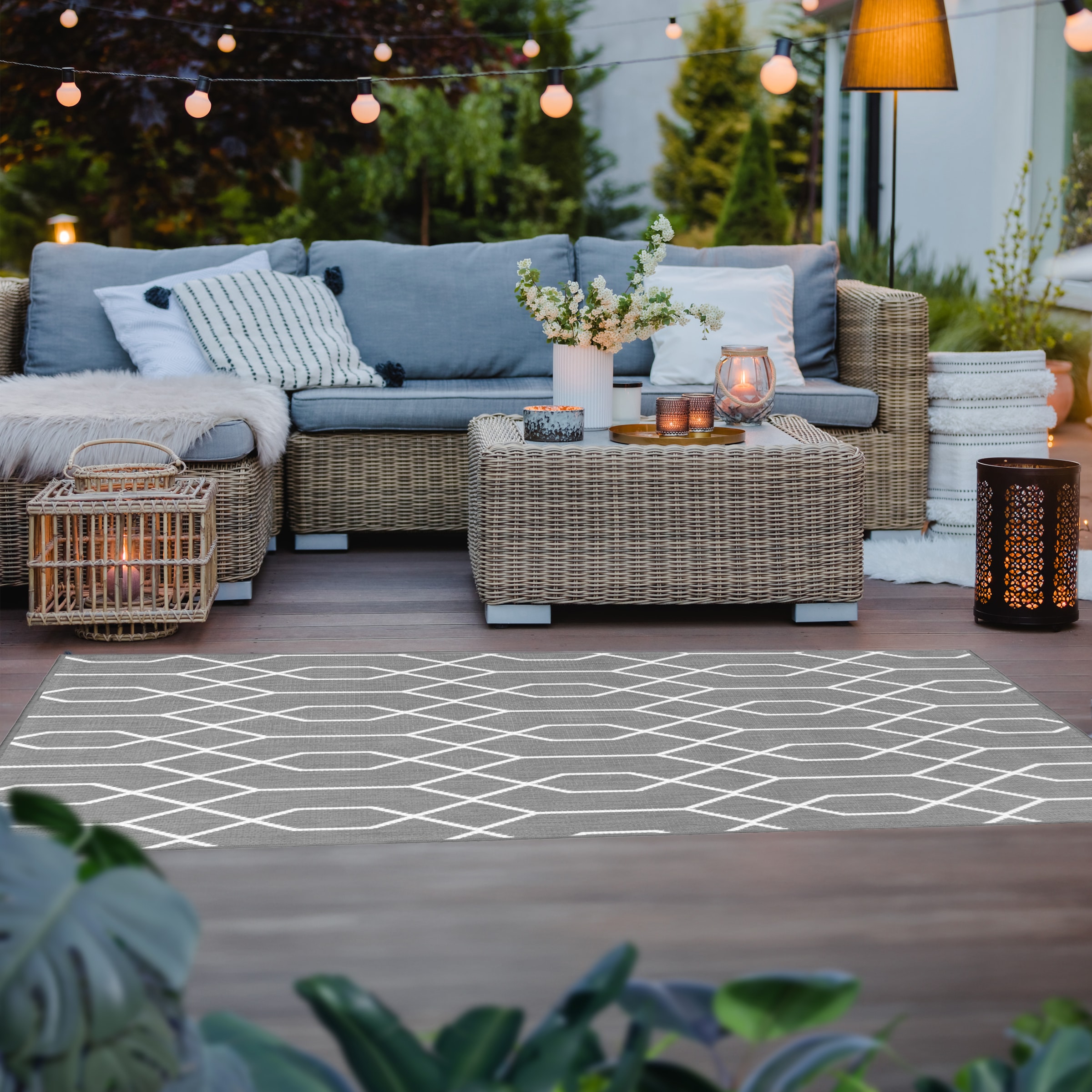 Primaflor-Ideen in Textil Teppich »Outdoorteppich REVERSO - Geo River«, rechteckig, 5 mm Höhe, Wendeteppich, modernes Design, In- und Outdoor geeignet, wasserfest