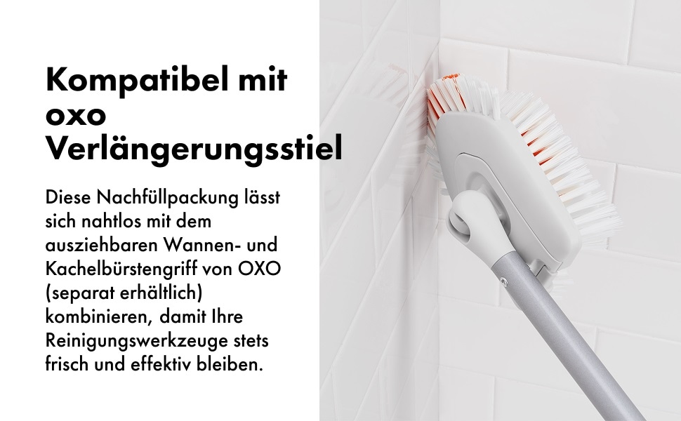 OXO Good Grips Ersatzbürste »OXO Nachfüllpackung für ausziehbare Badewannen« 1 Stk. aus Kunststoff | Nylon robuste Borsten und schwenkbarer Kopf