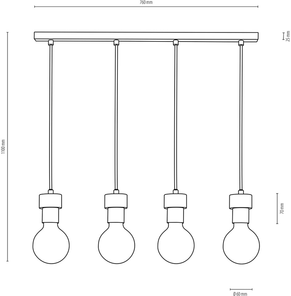 BRITOP LIGHTING Pendelleuchte »CLARTE«, 4 flammig, Leuchtmittel E27 | Leuchtmittel wechselbar-ohne Leuchtmittel, Naturprodukt aus Eichenholz mit FSC®-Zertifikat