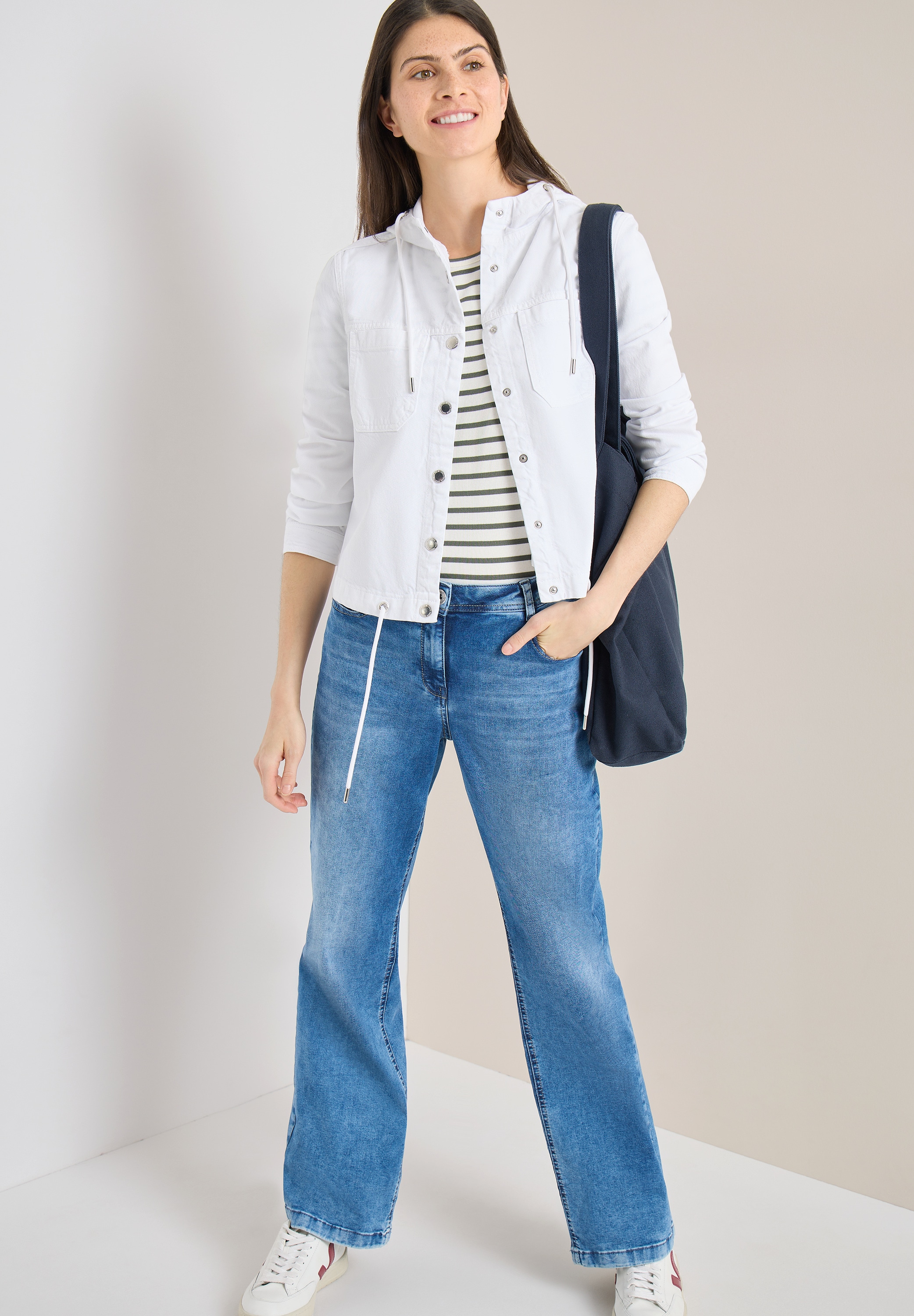 Cecil Blusenjacke mit Kapuze Denim Jacke mit Kapuze und Tunnelzug