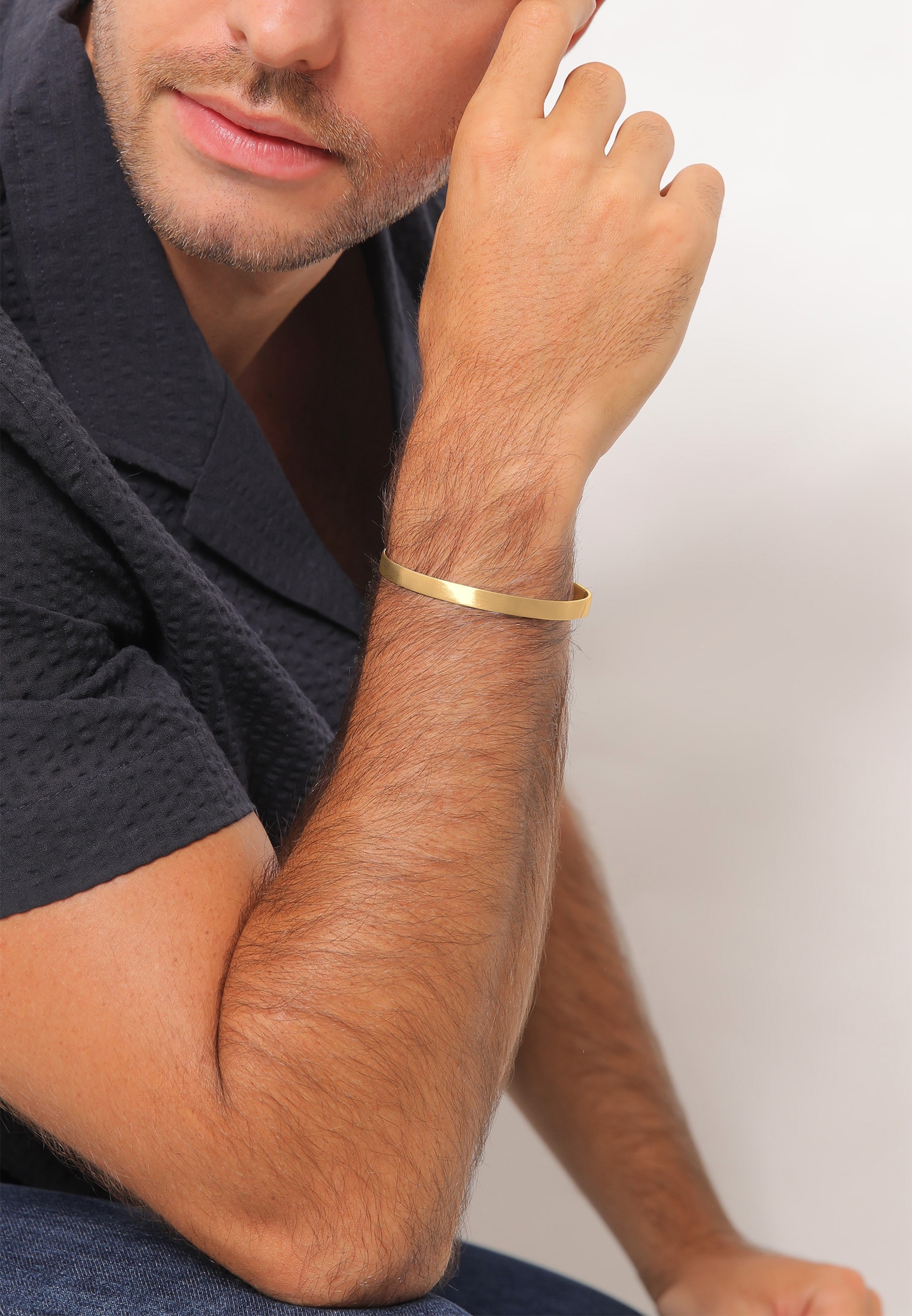 Kuzzoi Armreif »Armband Herren Basic Bangle Matt 925 Silber«