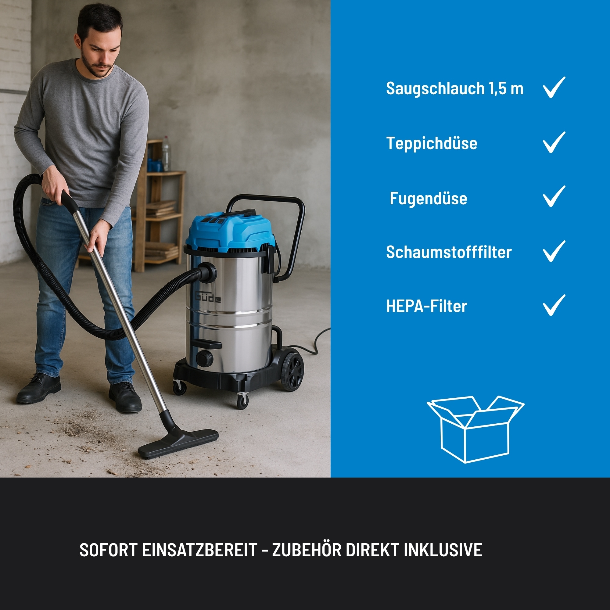 Güde Nass-Trocken-Sauger »GNTS 3-60L« 3600 (3 x 1200) W