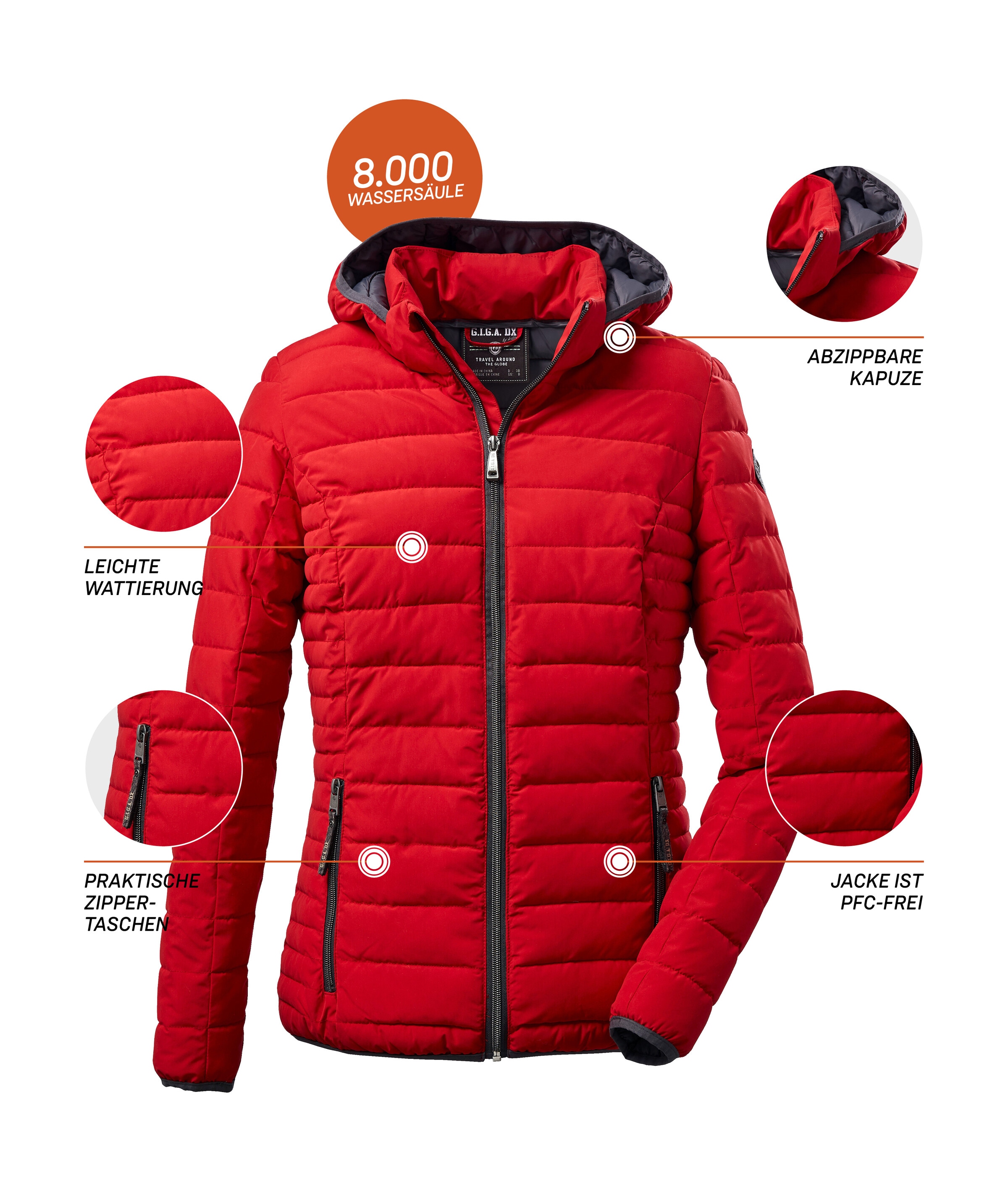 G.I.G.A. DX by killtec Steppjacke »Ventoso WMN Quilted JCKT D«, Leichte Jacke, wind- und wasserabweisend, mit abzippbarer Kapuze
