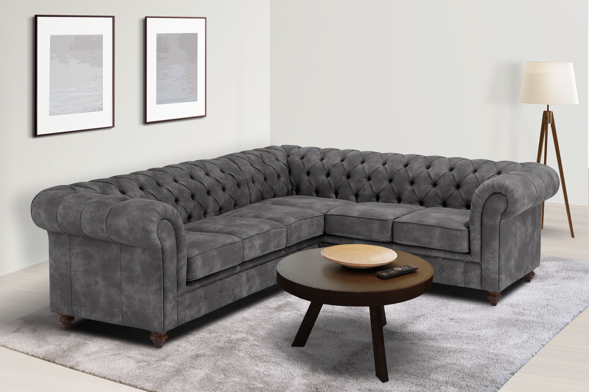 Home affaire Chesterfield-Sofa »Chesterfield Ecksofa, auch in Leder L-Form«, hochwertige Knopfheftung, langer Schenkel links oder rechts wählbar