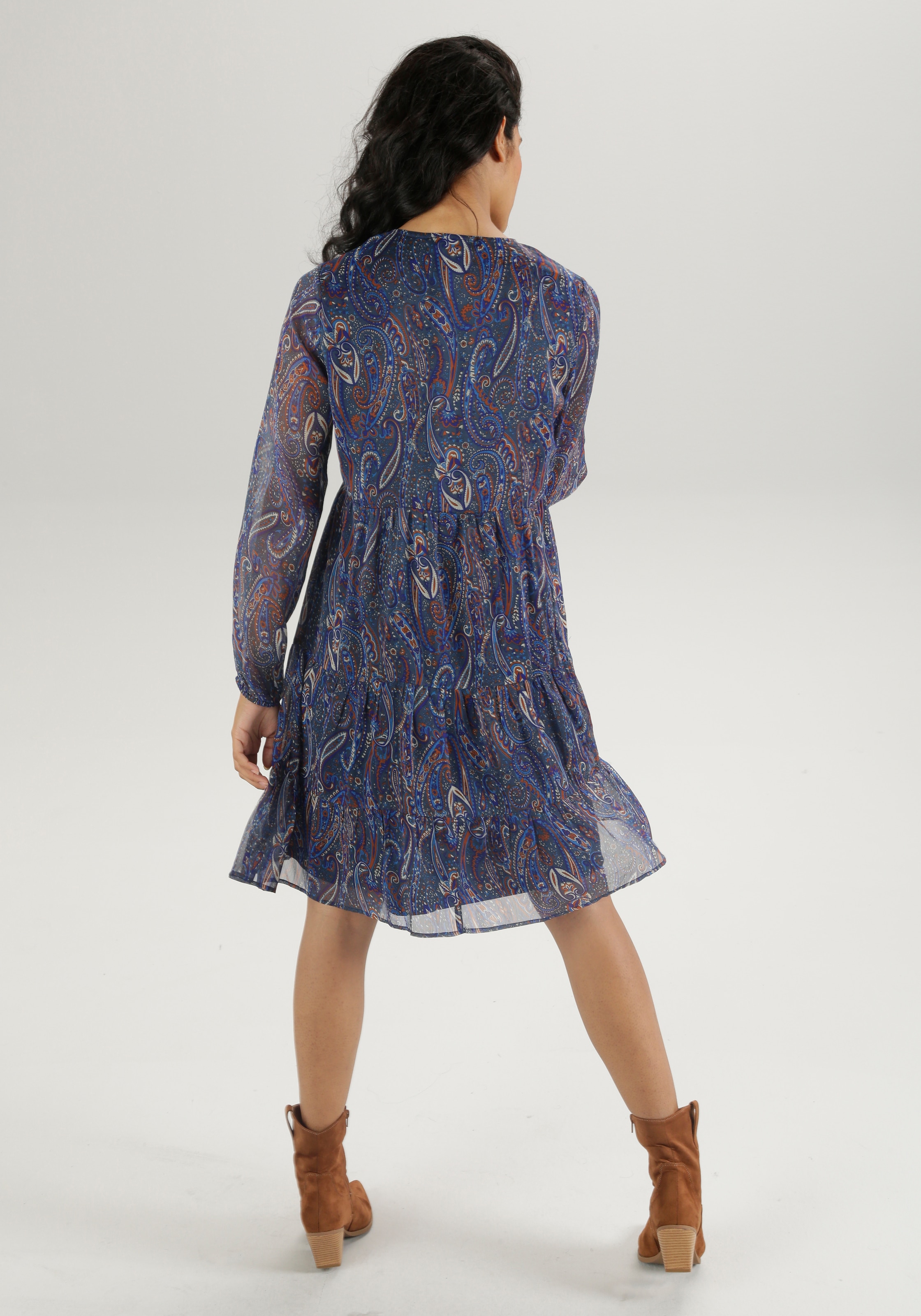 Aniston CASUAL Blusenkleid, mit farbharmonischem Paisley-Muster - NEUE KOLLEKTION