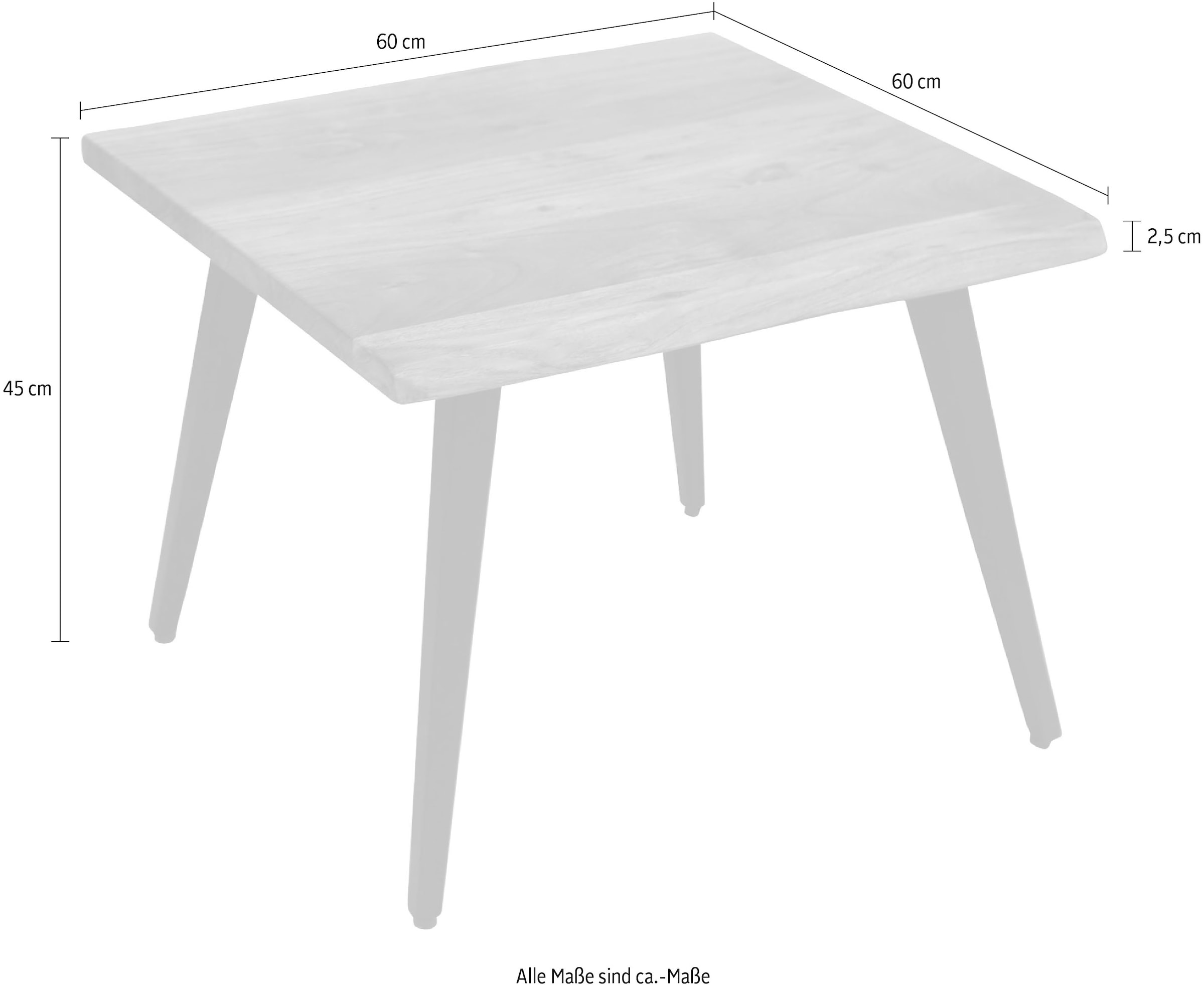 byLIVING Couchtisch »Caddy«, Tischplatte 60 110 oder Baumkante, mit Online cm OTTO Breite Shop