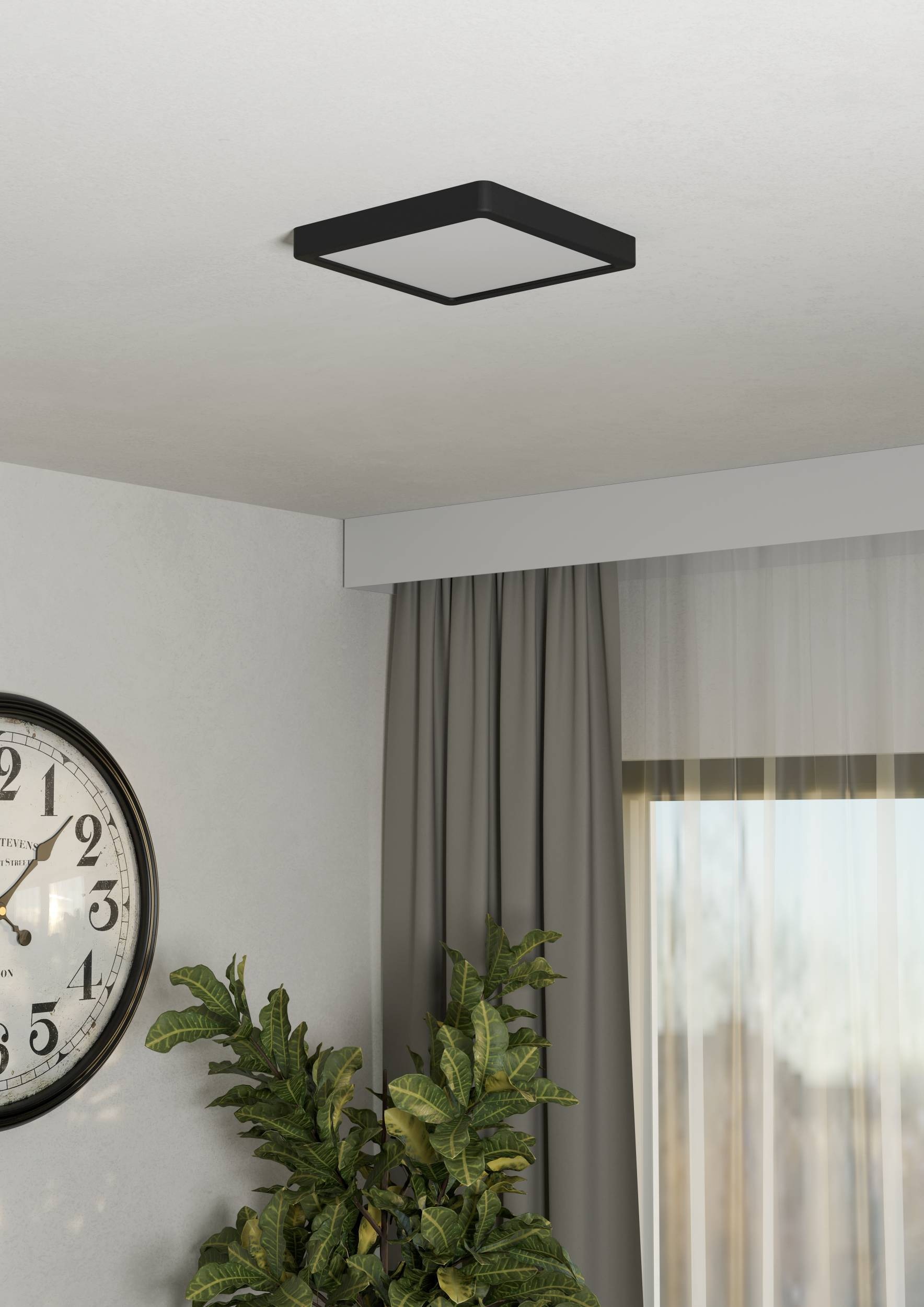 EGLO Aufbauleuchte »Fueva 6-Z Deckenlampe, ZigBee, App und Sprachsteuerung, Badlampe, IP44« LED-Modul 1 Stk. Kaltweiß | RGB Aufbauleuchte - L22 x B22 x H2,5 cm - schwarz - 10,5W inkl.