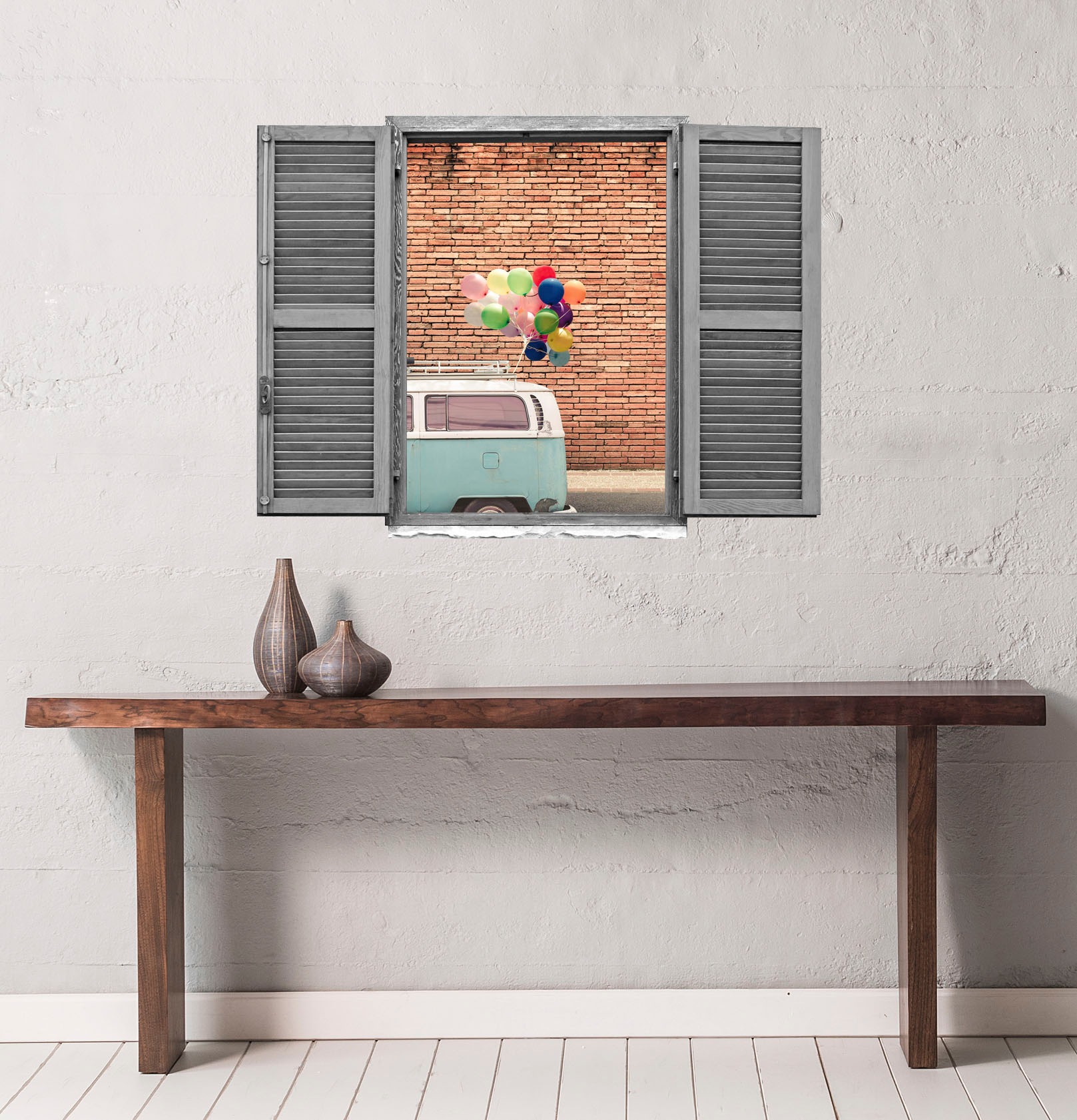 queence Wandtattoo »Hauswand« Wandsticker, Wandbild, selbstklebend, 3D, Fenster