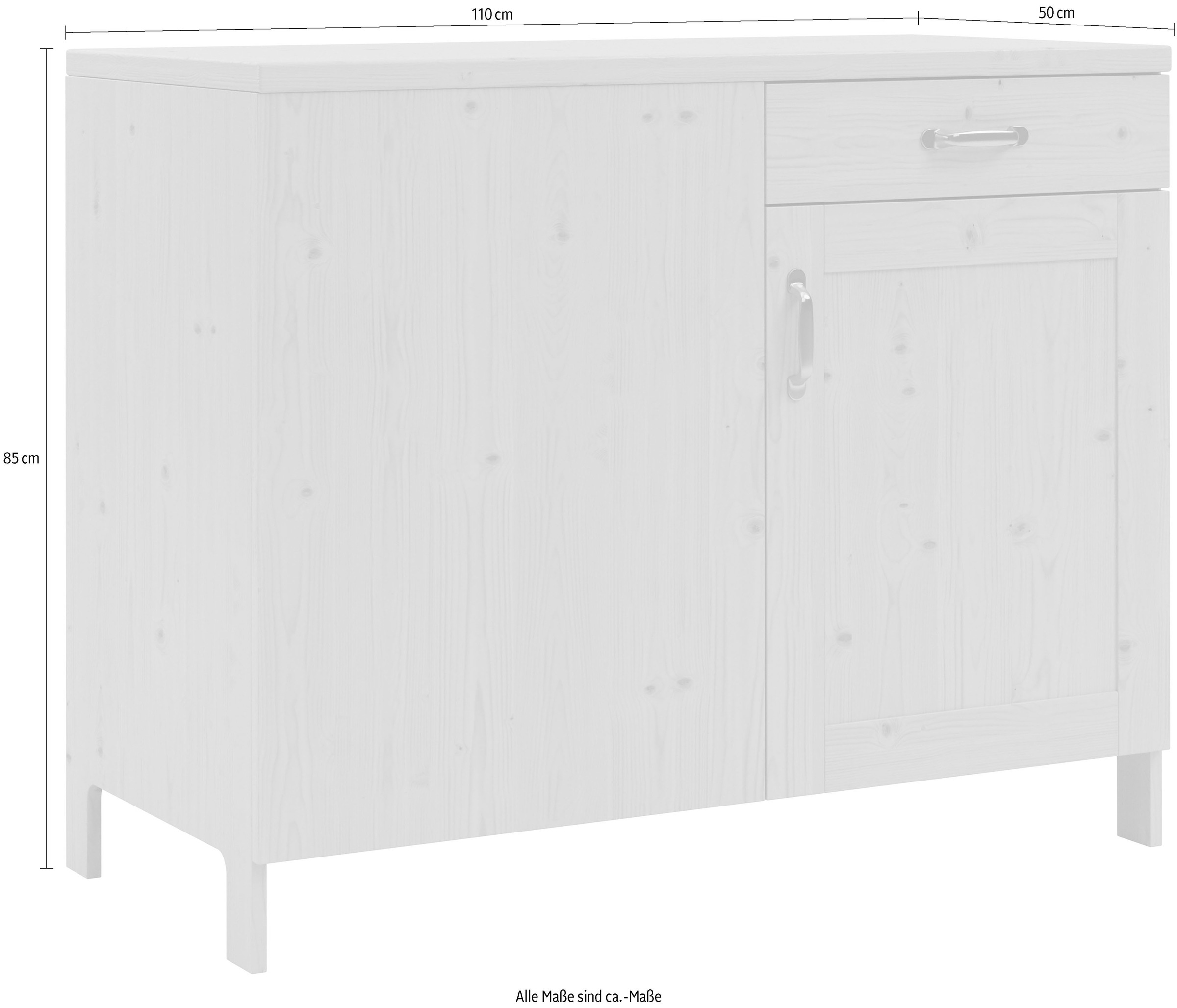Home affaire Eckunterschrank »Alba«, (1 St.), Breite 110 cm, Kiefer massiv, 1 Tür, 1 Schubkasten