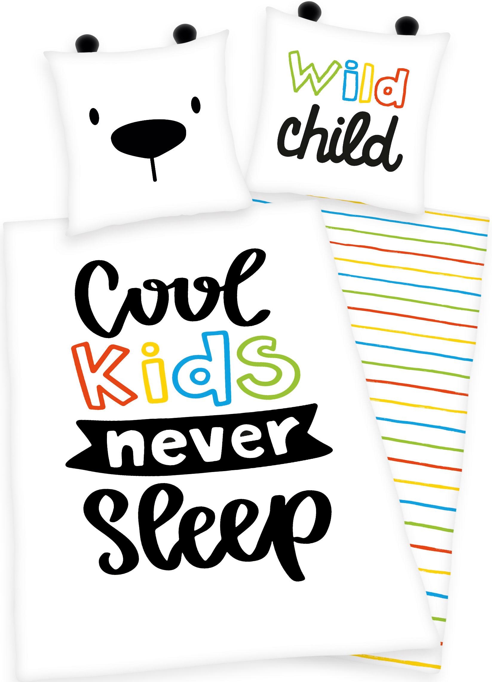 Herding Young Collection Kinderbettwäsche »Cool kids never sleep«, (2 tlg.), mit Schriftzug