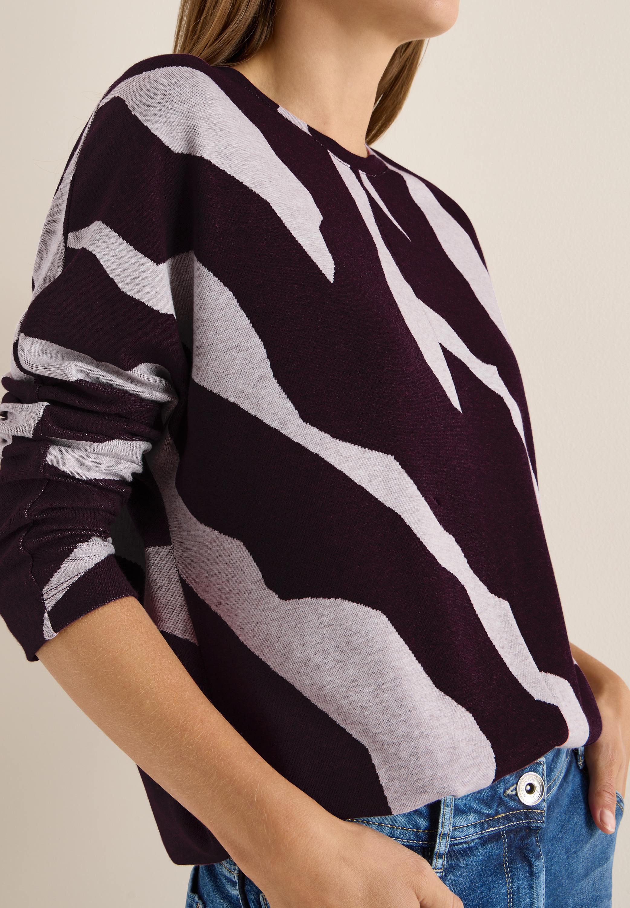 Cecil Rundhalspullover mit grafischem Allover-Print